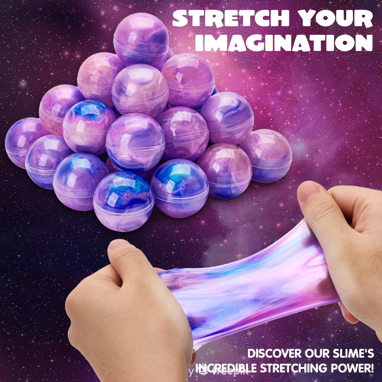 JOYIN 24-Pack Galaxy Slime Balls | Stretchy, Non-Sticky, Mess-Free Party Favors | Safe, Non-Toxic Sensory Toys for Kids | Ideal for Birthdays, Holidays & Classroom Rewards