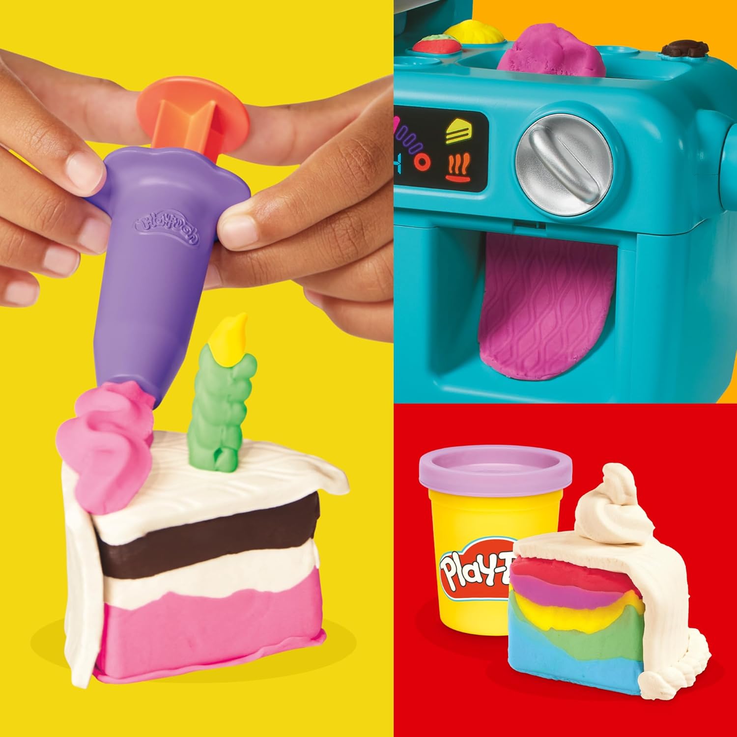 Play-Doh Super Slice Cake Playset | Toy Oven, Kitchen Accessories & 11 Modeling Compound Cans | Ages 3+