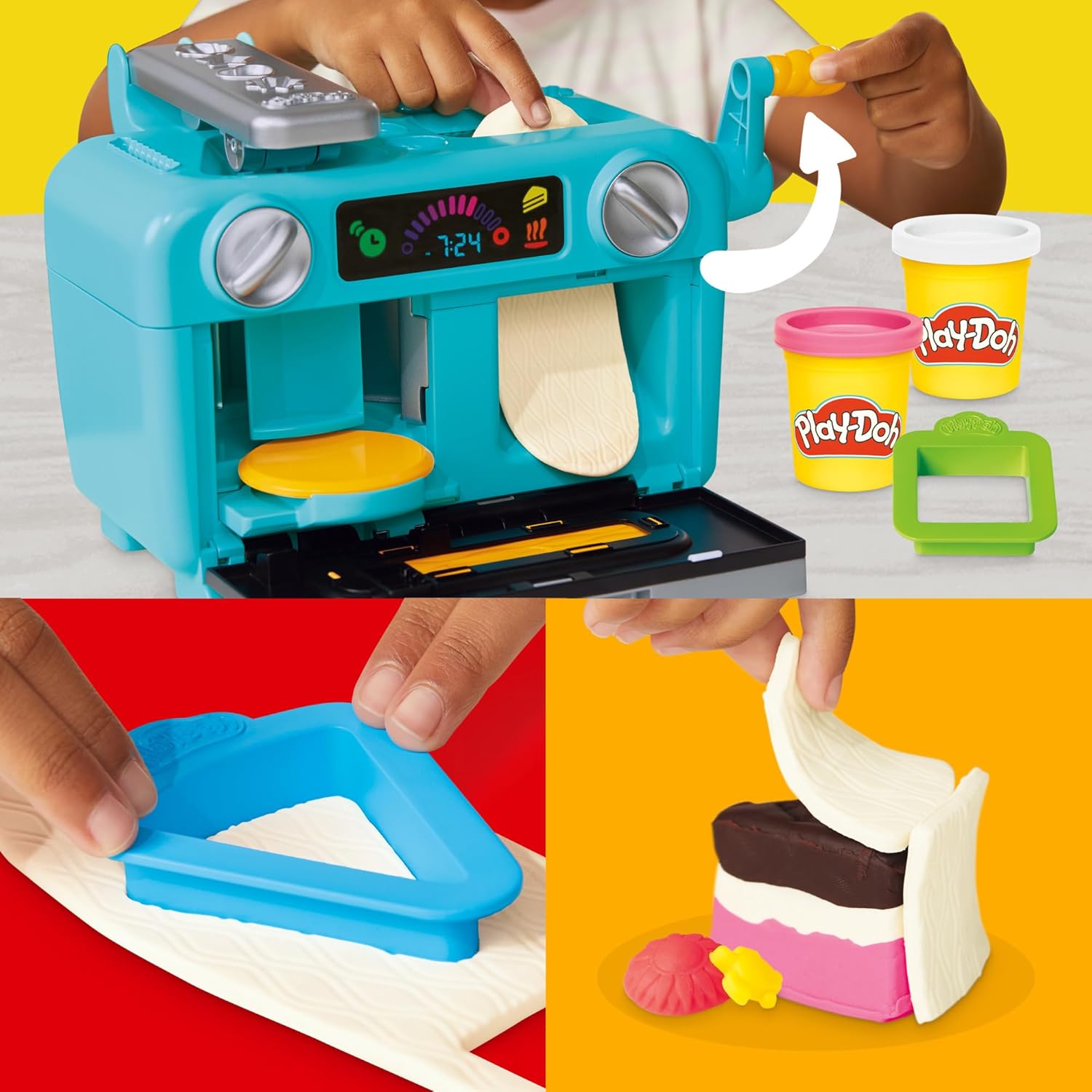 Play-Doh Super Slice Cake Playset | Toy Oven, Kitchen Accessories & 11 Modeling Compound Cans | Ages 3+