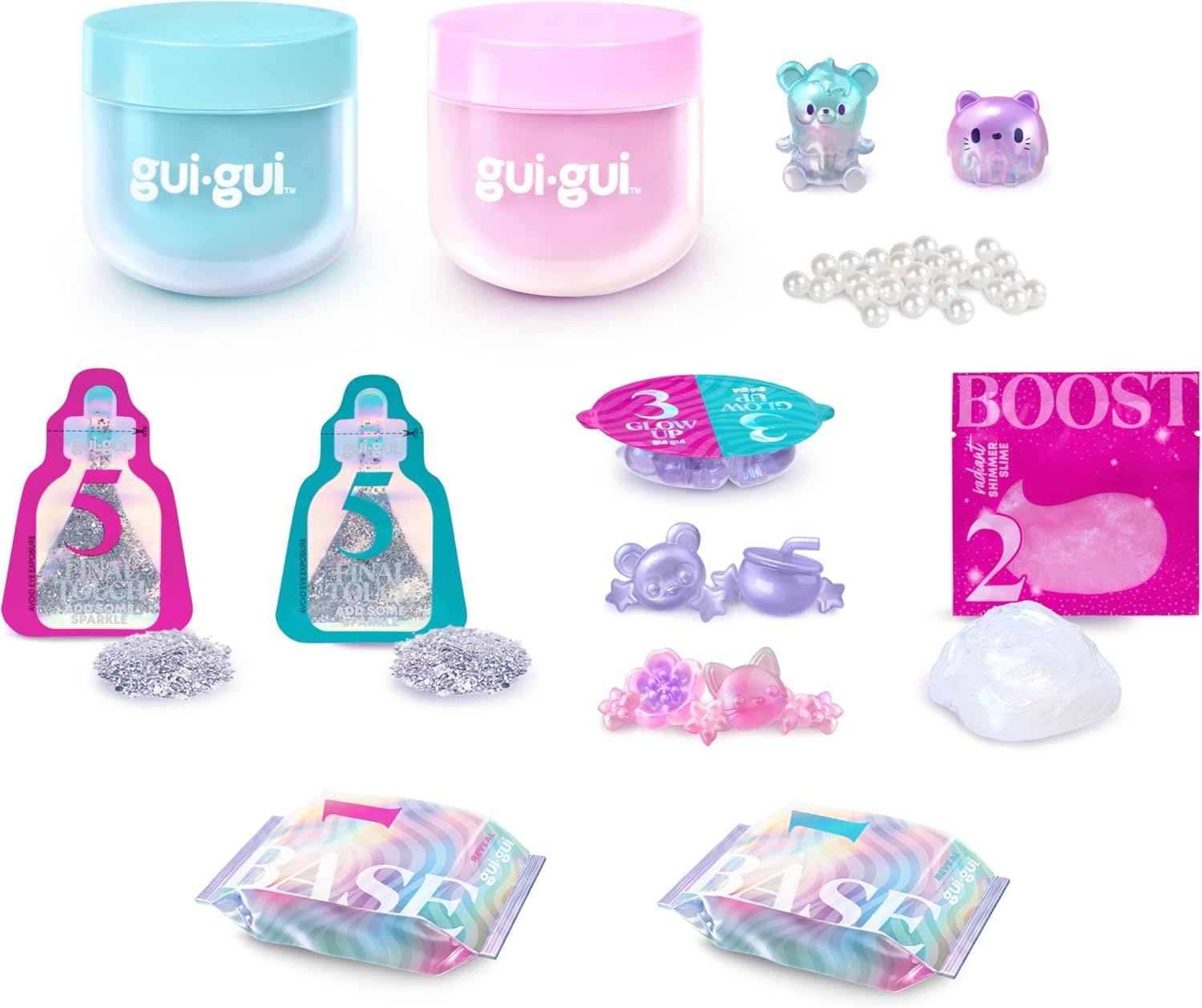 Gui Gui Scented Shimmer Deluxe Duo Pack | 2 Iridescent Slimes | 5-Step DIY Customization | Reusable Container | ASMR Experience