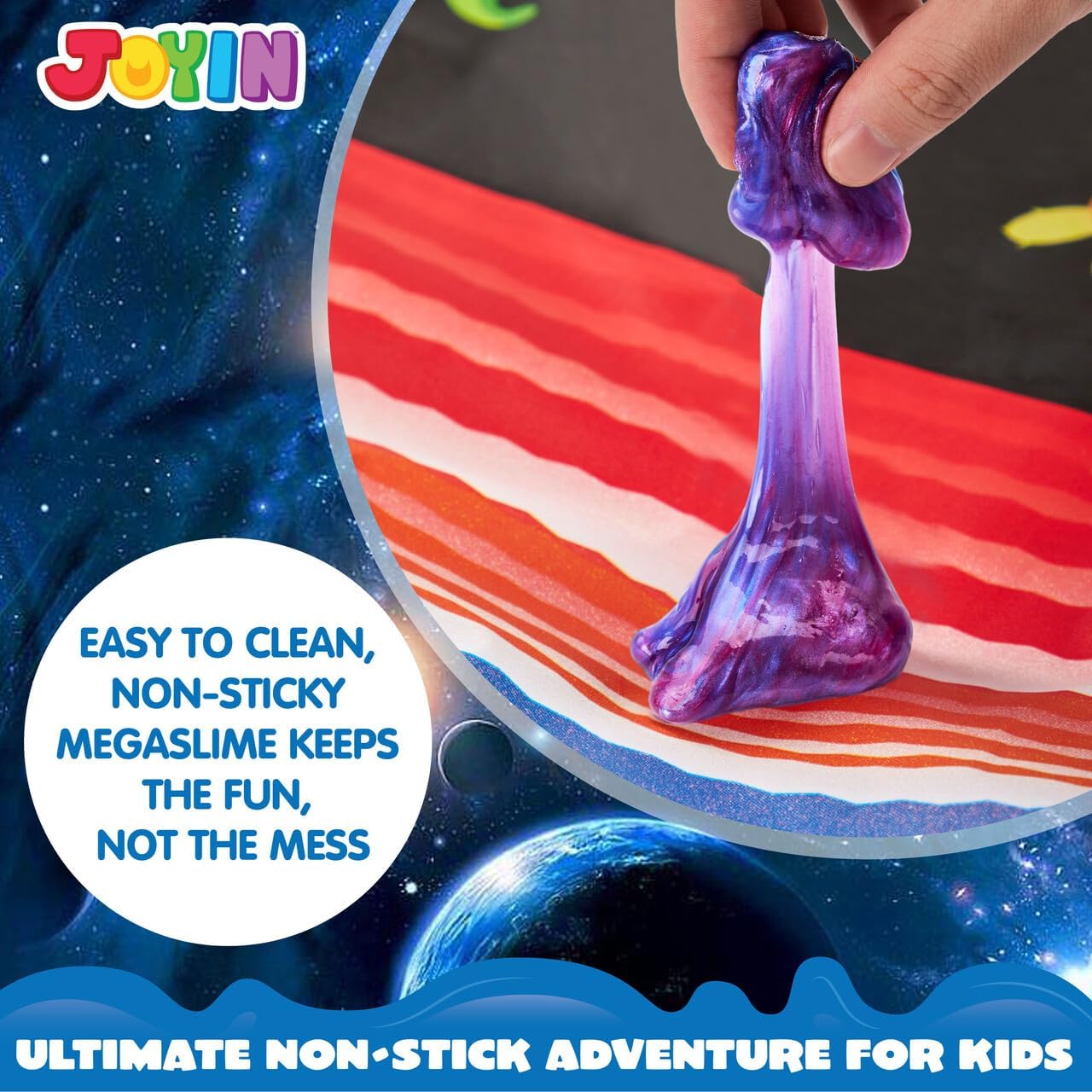JOYIN Galaxy Slime Party Favors | 24-Pack Stretchy Slime Balls | Non-Sticky, Mess-Free, Safe Sensory Toys for Kids | Perfect Party Supplies & Classroom Rewards
