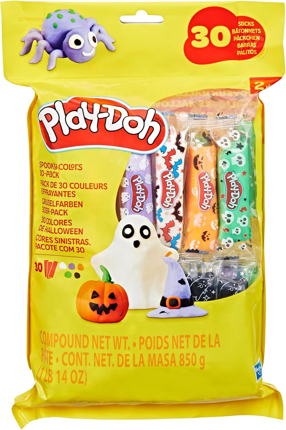 Play-Doh 30 Pack Spooky Colors, Individually Wrapped 28g Sticks for Halloween, Trick or Treat -9,99