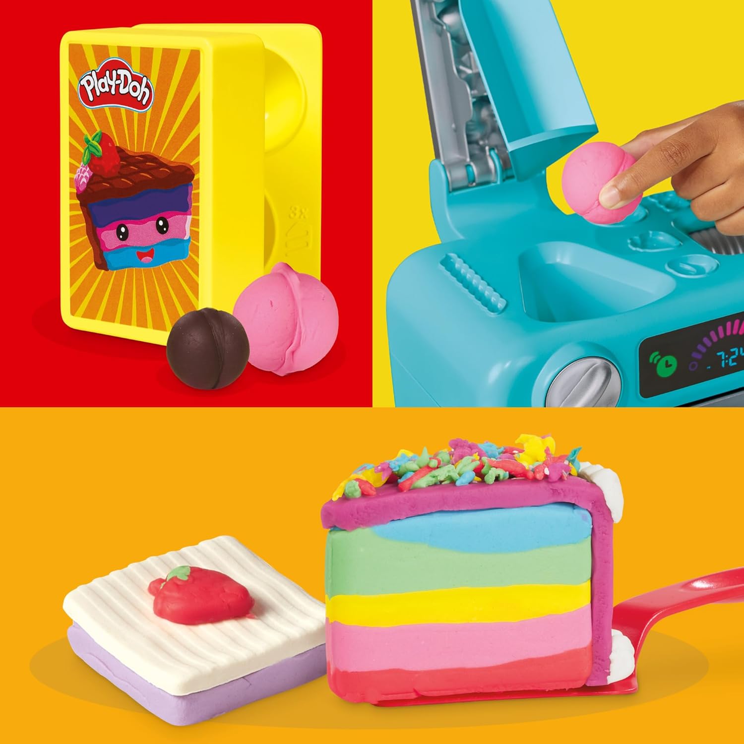 Play-Doh Super Slice Cake Playset | Toy Oven, Kitchen Accessories & 11 Modeling Compound Cans | Ages 3+