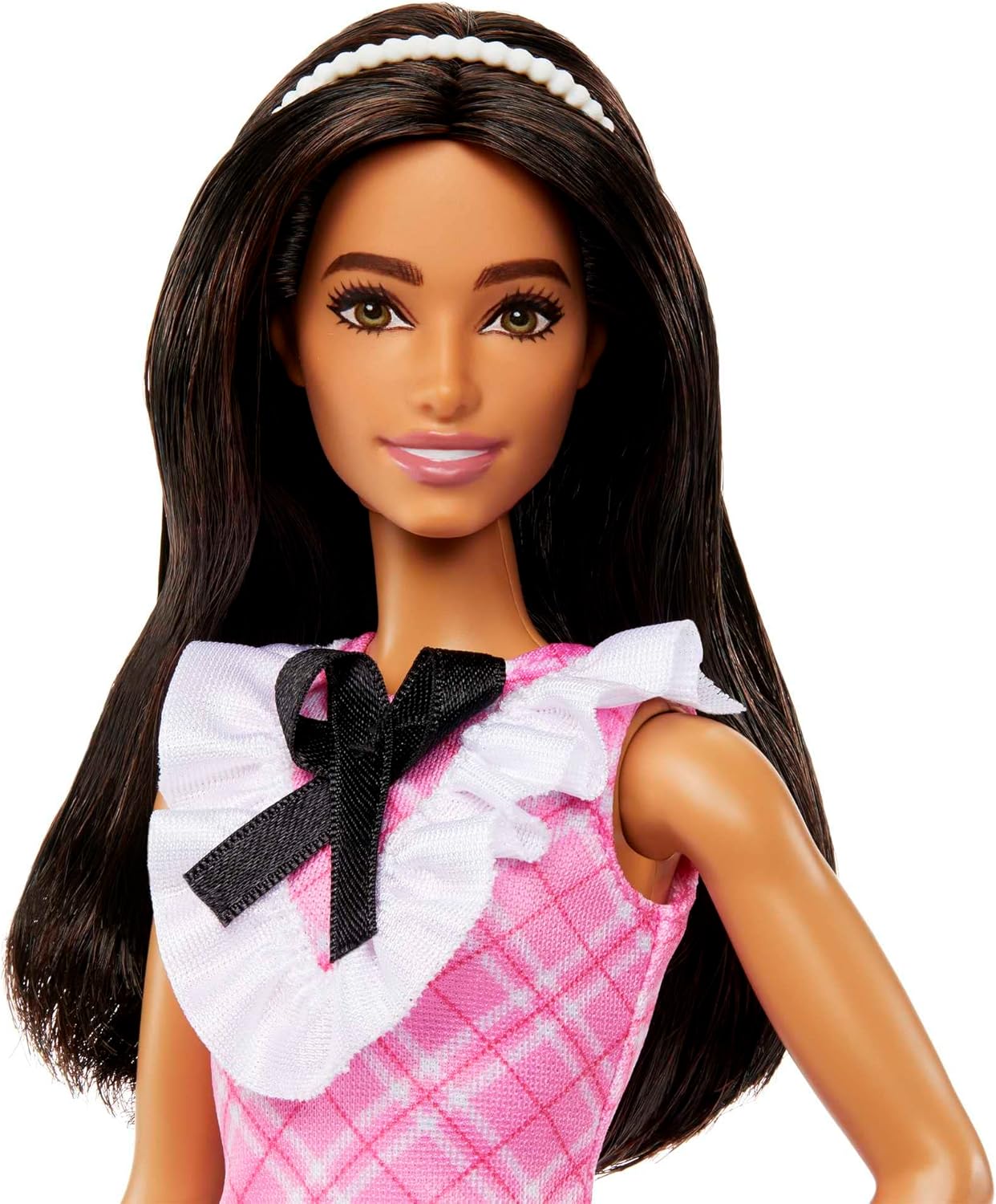 Barbie Fashionistas Doll in a Pink Plaid Dress with Black Bow