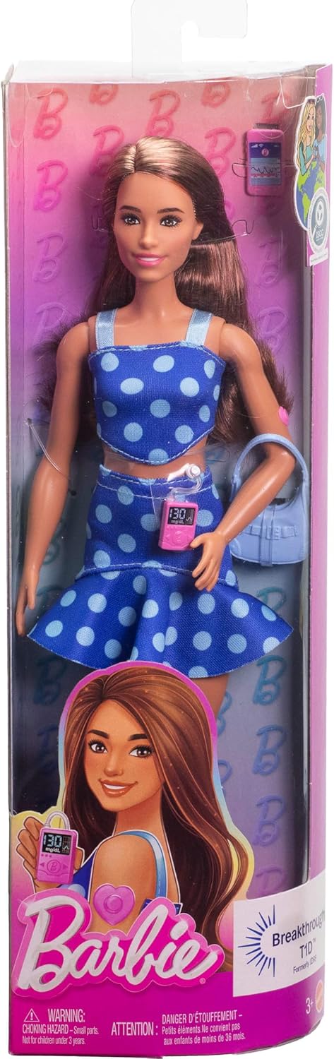 Barbie Fashionistas Doll With Blue Polka Top and Matching Skirt