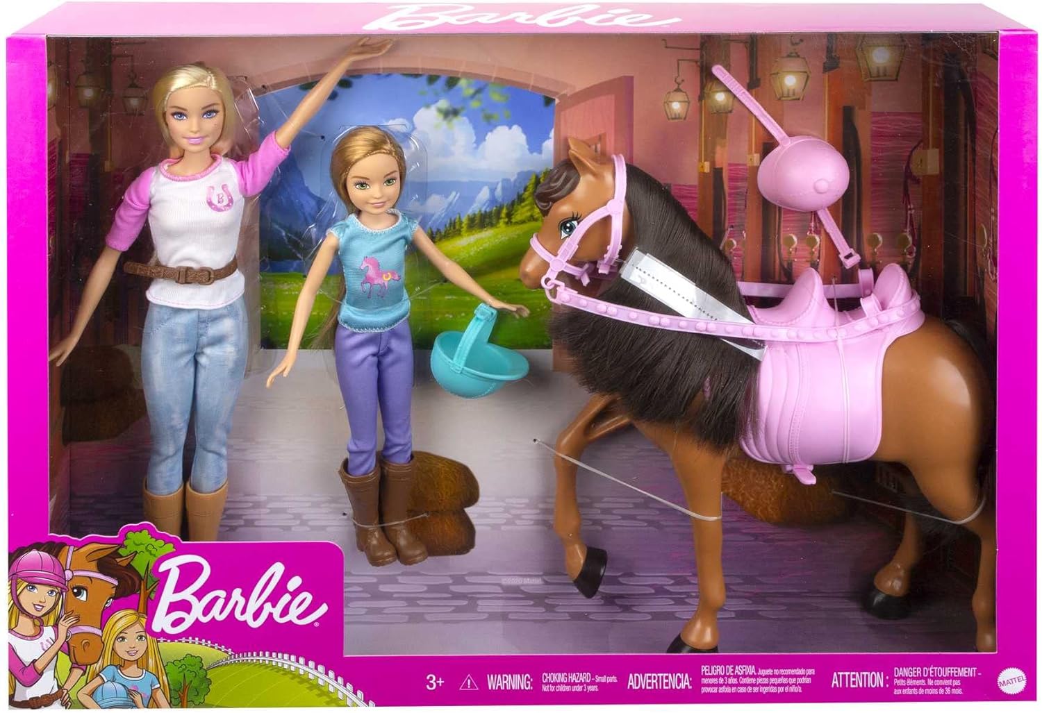 Barbie Stacie Sisters on Horse Playset | 2 Dolls with Horse & Saddle | Ages 3+