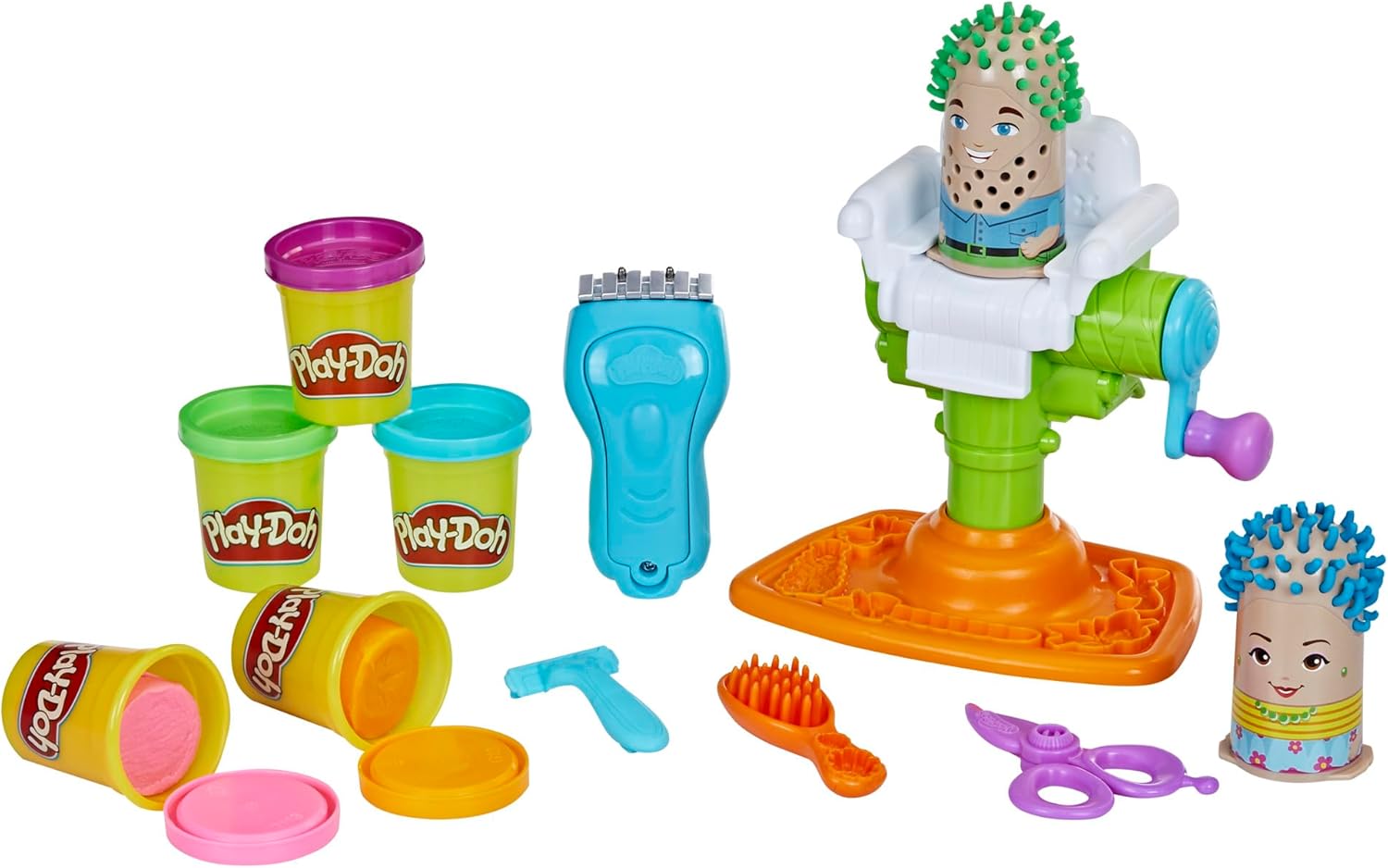 Play-Doh Buzz ’n Cut Fuzzy Pumper Barber Shop Set | Electric Buzzer & 5 Colors | Ages 3+
