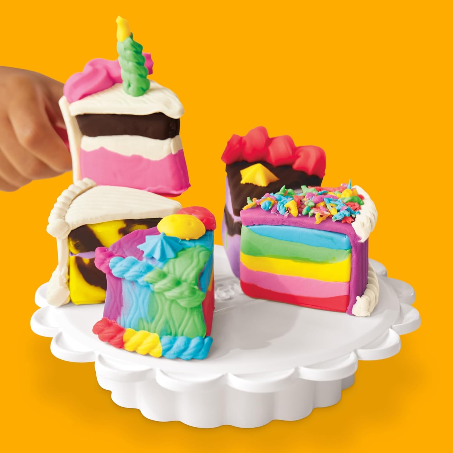 Play-Doh Super Slice Cake Playset | Toy Oven, Kitchen Accessories & 11 Modeling Compound Cans | Ages 3+