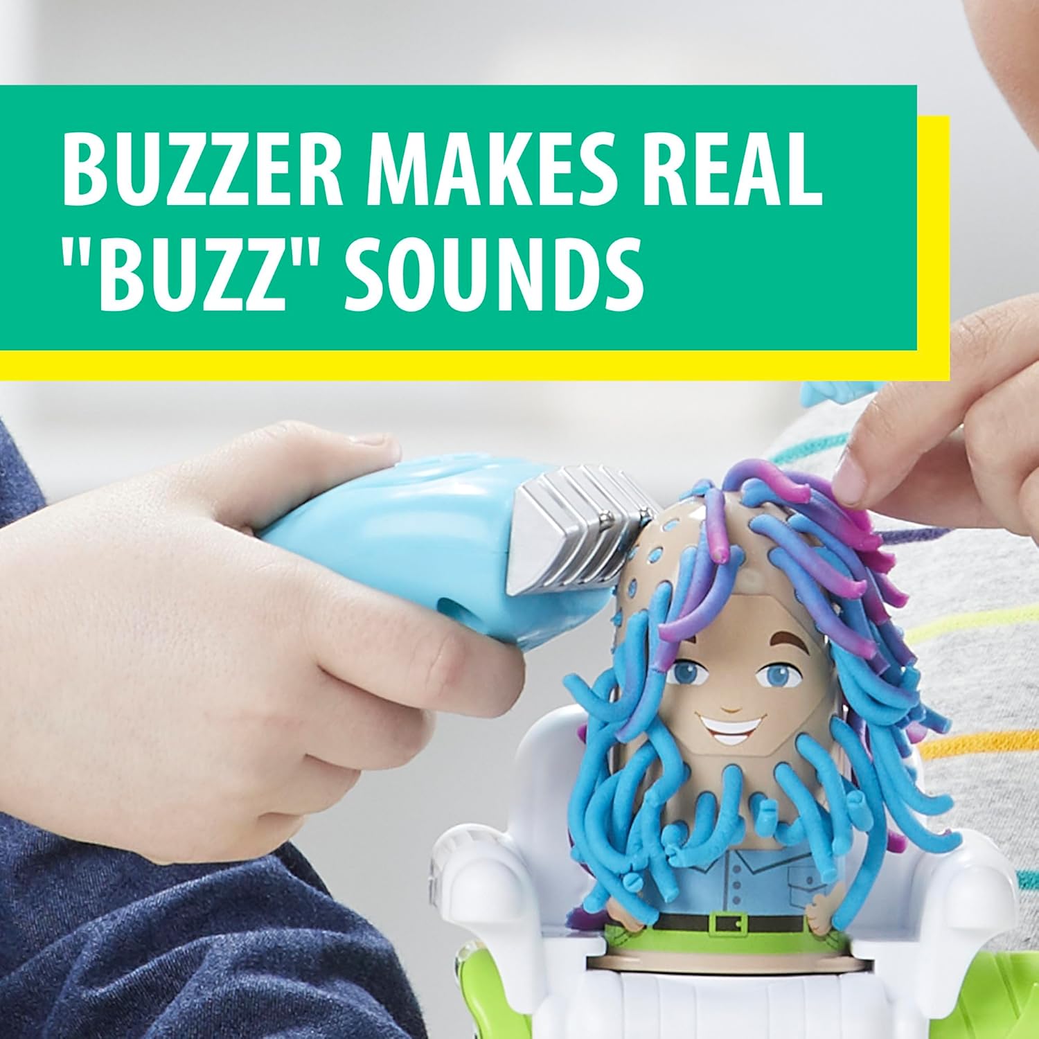Play-Doh Buzz ’n Cut Fuzzy Pumper Barber Shop Set | Electric Buzzer & 5 Colors | Ages 3+