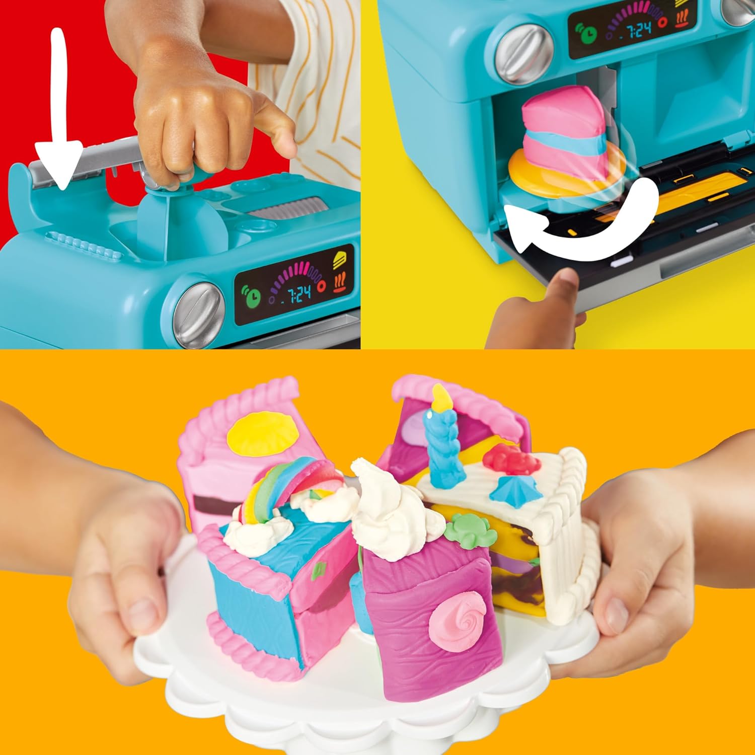 Play-Doh Super Slice Cake Playset | Toy Oven, Kitchen Accessories & 11 Modeling Compound Cans | Ages 3+