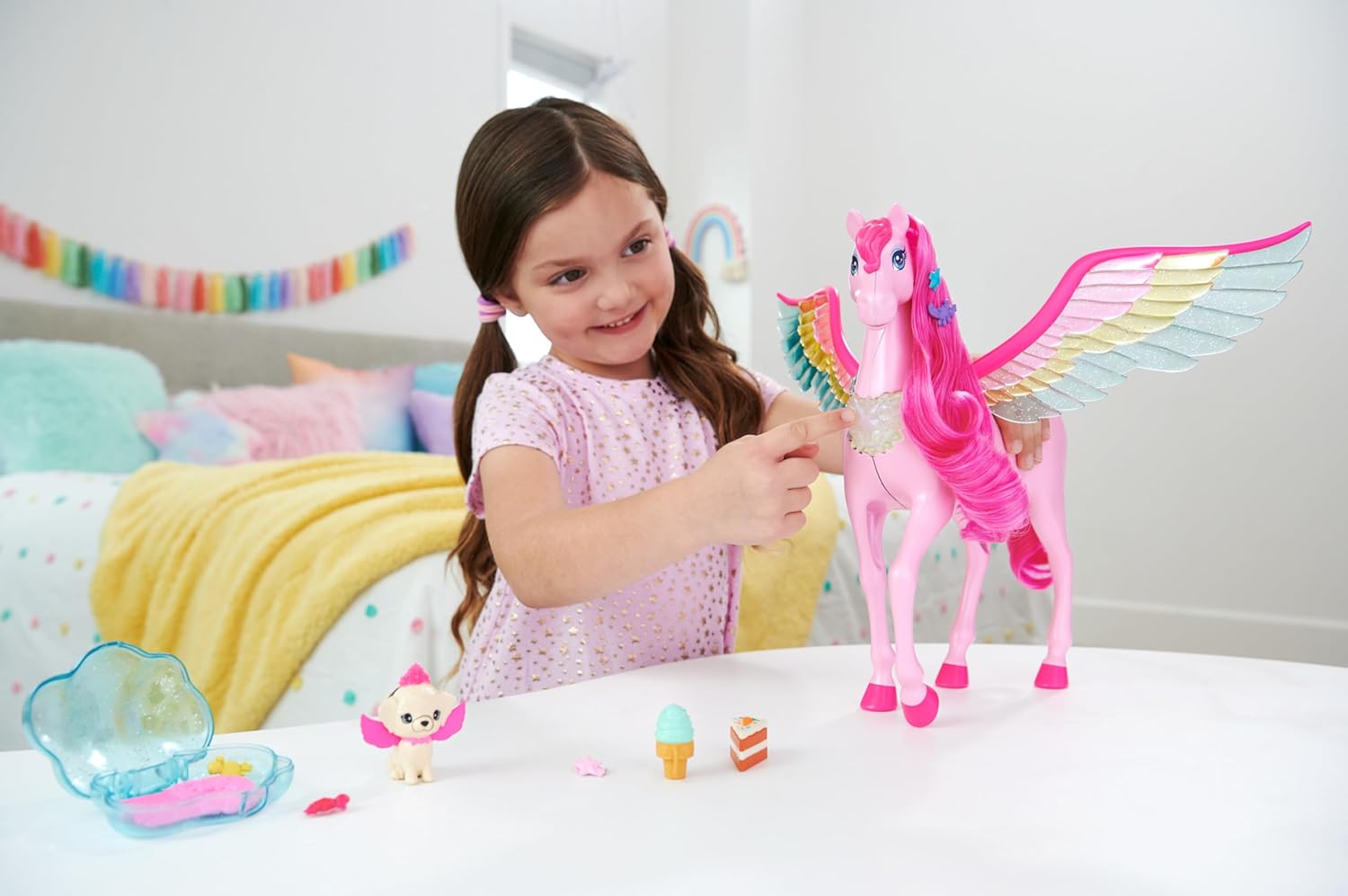 Barbie Pegasus Pink Winged Horse Toy | Inspired by Barbie A Touch of Magic | Ages 3+