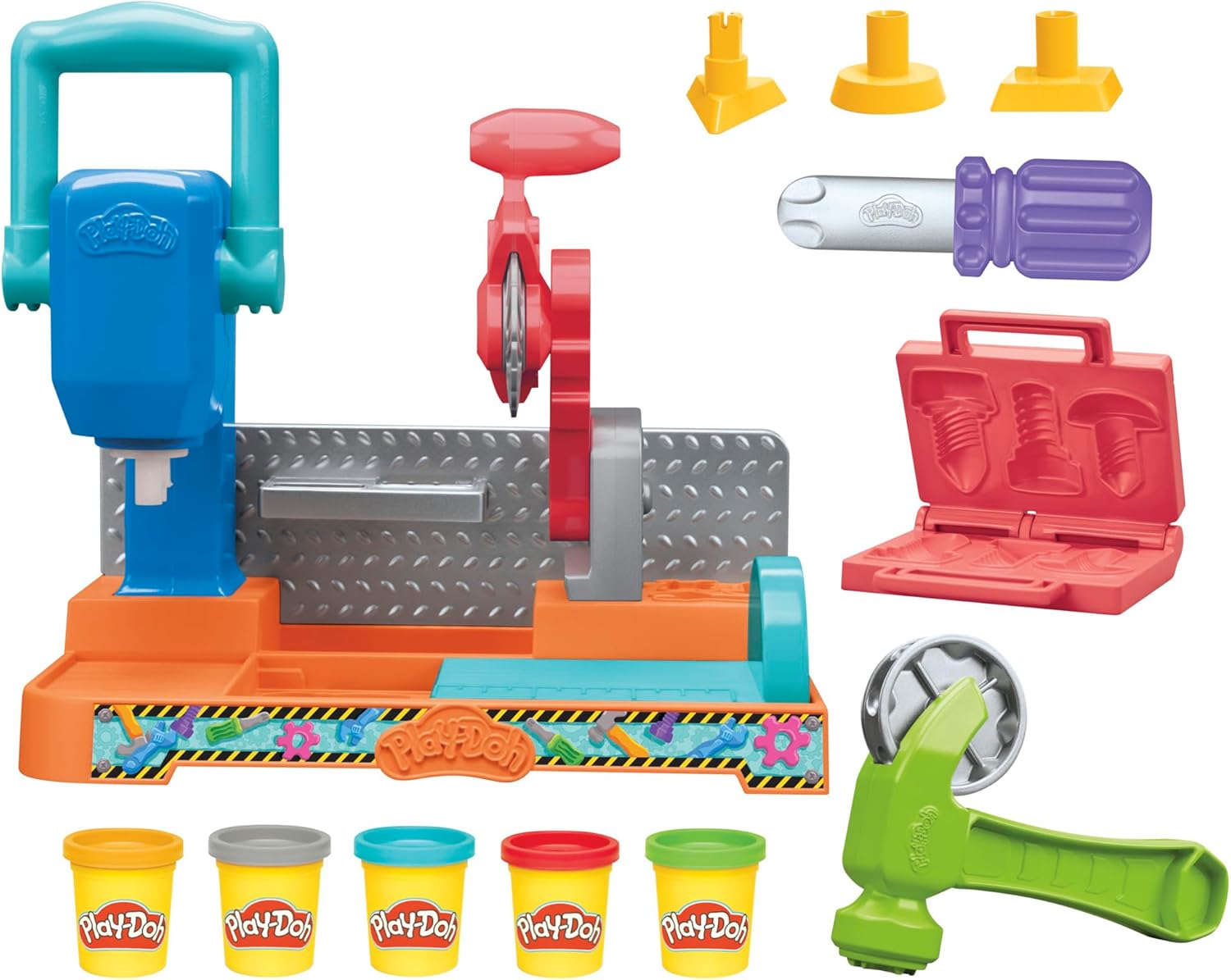 Play-Doh Stamp & Saw Tool Bench Playset | Construction Workshop for Kids Ages 3+