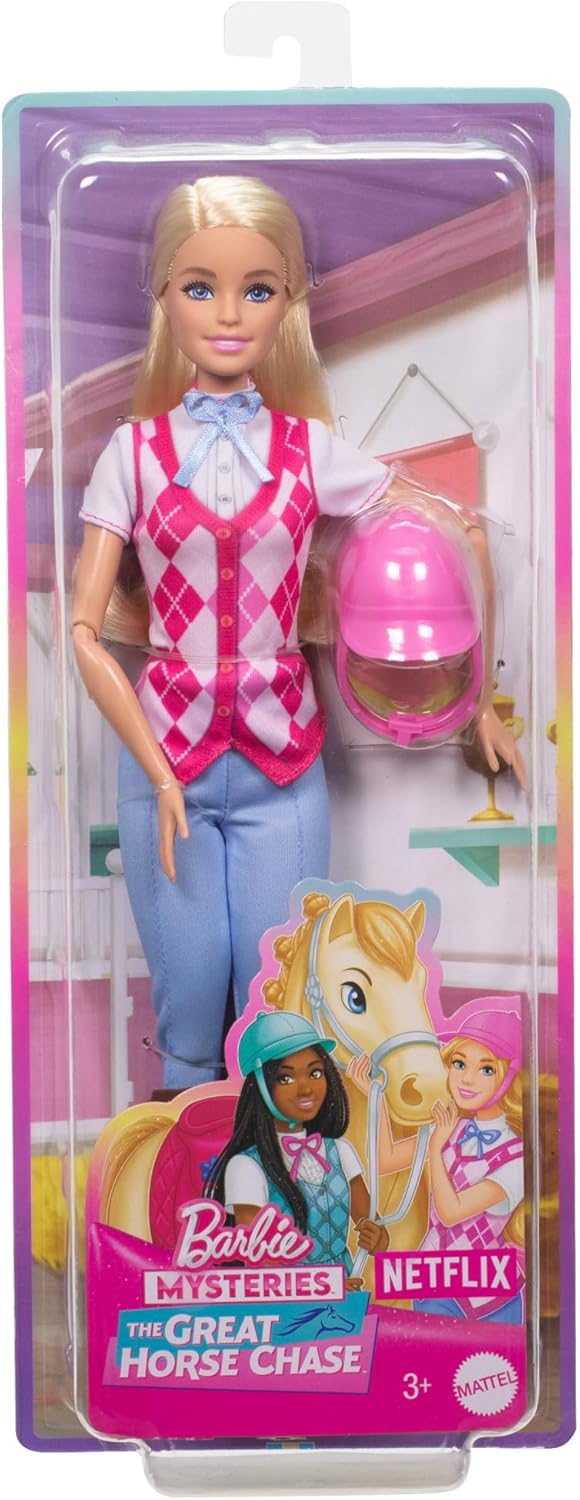 Barbie “Malibu” Doll in Pink Argyle Riding Vest, Pants, Boots, and a Helmet