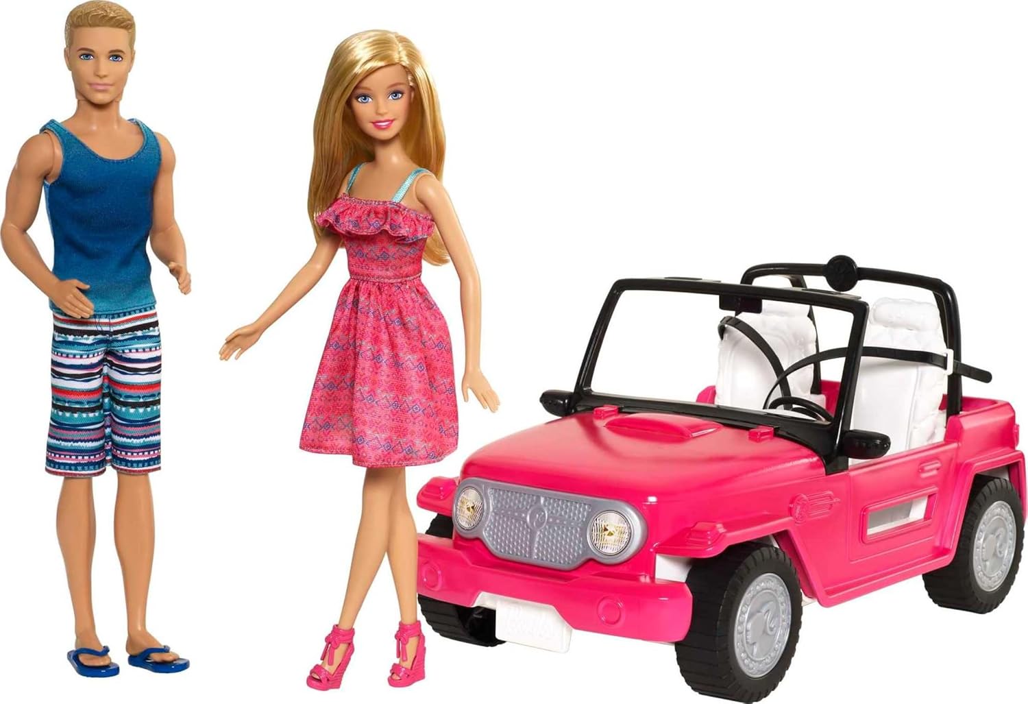 Barbie Car Beach Cruiser with Barbie & Ken Dolls | 2-Seater Convertible | Ages 3+