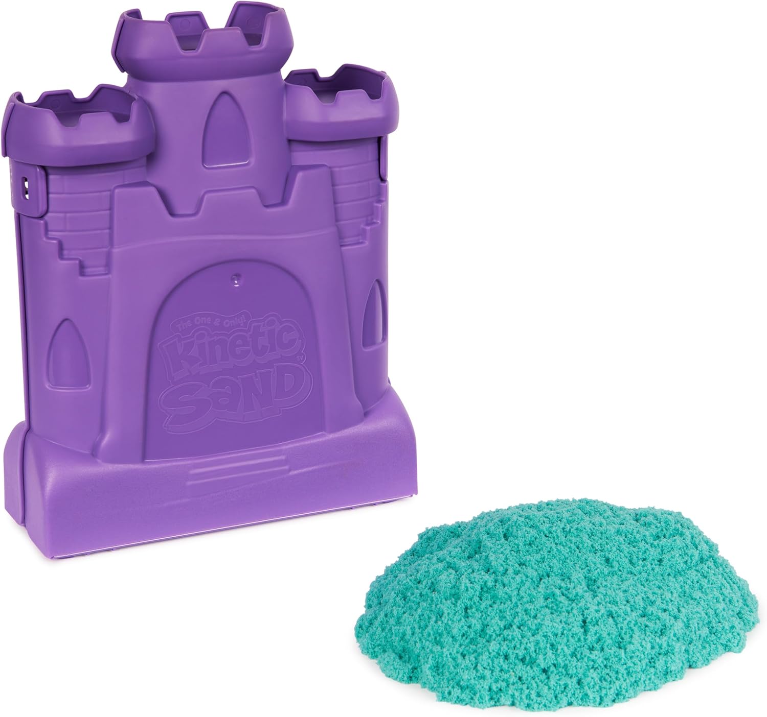 Kinetic Sand, Castle Case 454g with Teal Play Sand, Storage Container