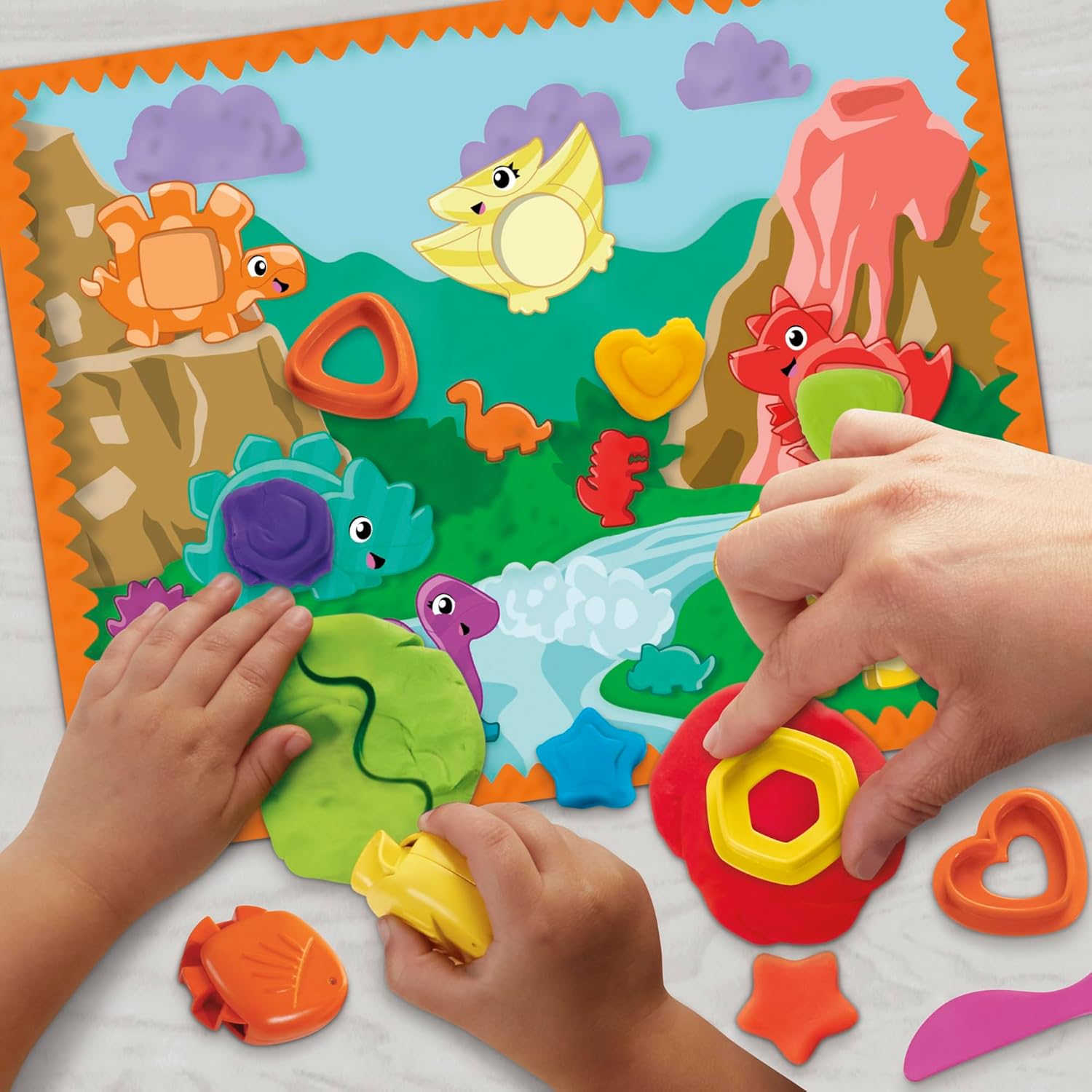 Play-Doh Shapes & Colors Dino Starter-Set | Sensorisches Dinosaurier-Spielset für Kinder ab 2 Jahren | 11 Accessoires und 6 Farben