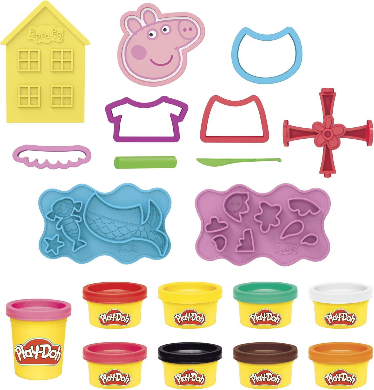 Play-Doh Peppa Pig Stylin’ Set | Peppa Pig Playset with 9 Cans & 11 Tools | Arts & Crafts Toy for Kids Ages 3+