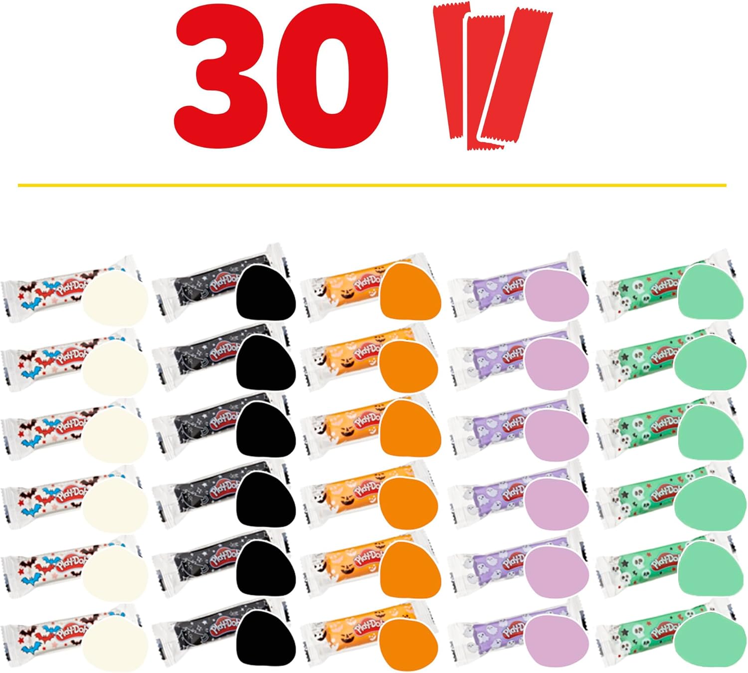 Play-Doh 30 Pack Spooky Colors, Individually Wrapped 28g Sticks for Halloween, Trick or Treat -9,99