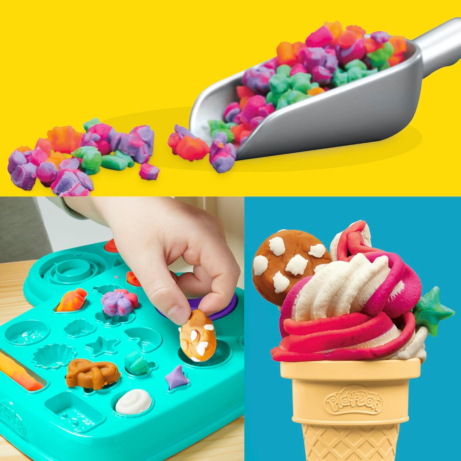 Play-Doh Rainbow Swirl Ice Cream Playset | Includes 7 Pretend Kitchen Accessories