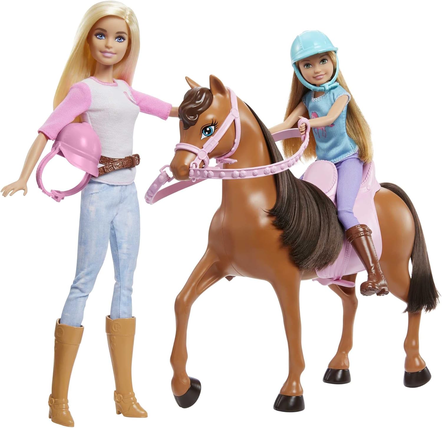 Barbie Stacie Sisters on Horse Playset | 2 Dolls with Horse & Saddle | Ages 3+