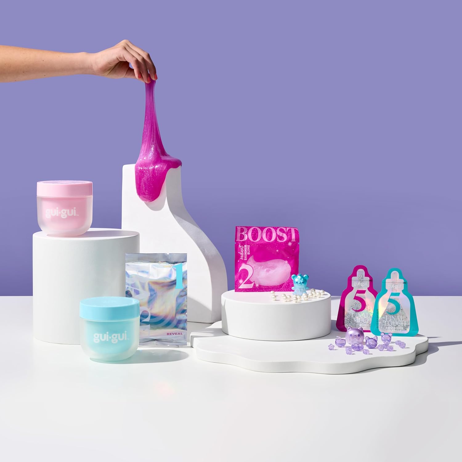 Gui Gui Scented Shimmer Deluxe Duo Pack | 2 Iridescent Slimes | 5-Step DIY Customization | Reusable Container | ASMR Experience