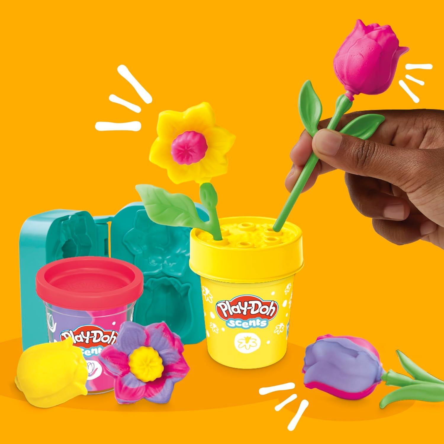 Play-Doh Tulips & Daffodils Flower Toy | Floral Scented Modeling Compound | Kids Arts & Crafts Kit for Ages 3+