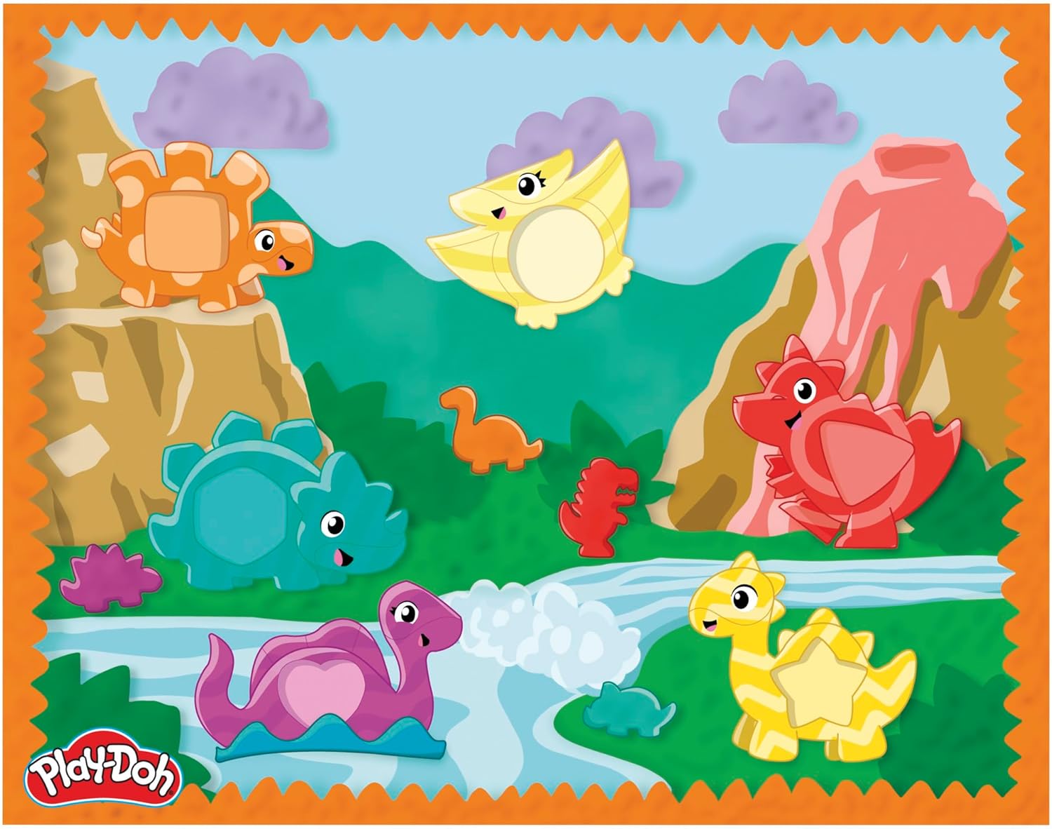 Play-Doh Shapes & Colors Dino Starter-Set | Sensorisches Dinosaurier-Spielset für Kinder ab 2 Jahren | 11 Accessoires und 6 Farben