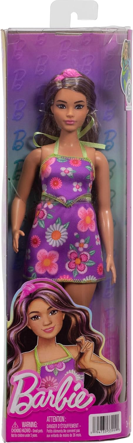 Barbie Fashionistas Doll in Purple Halter Top and Matching Floral-Print Skirt