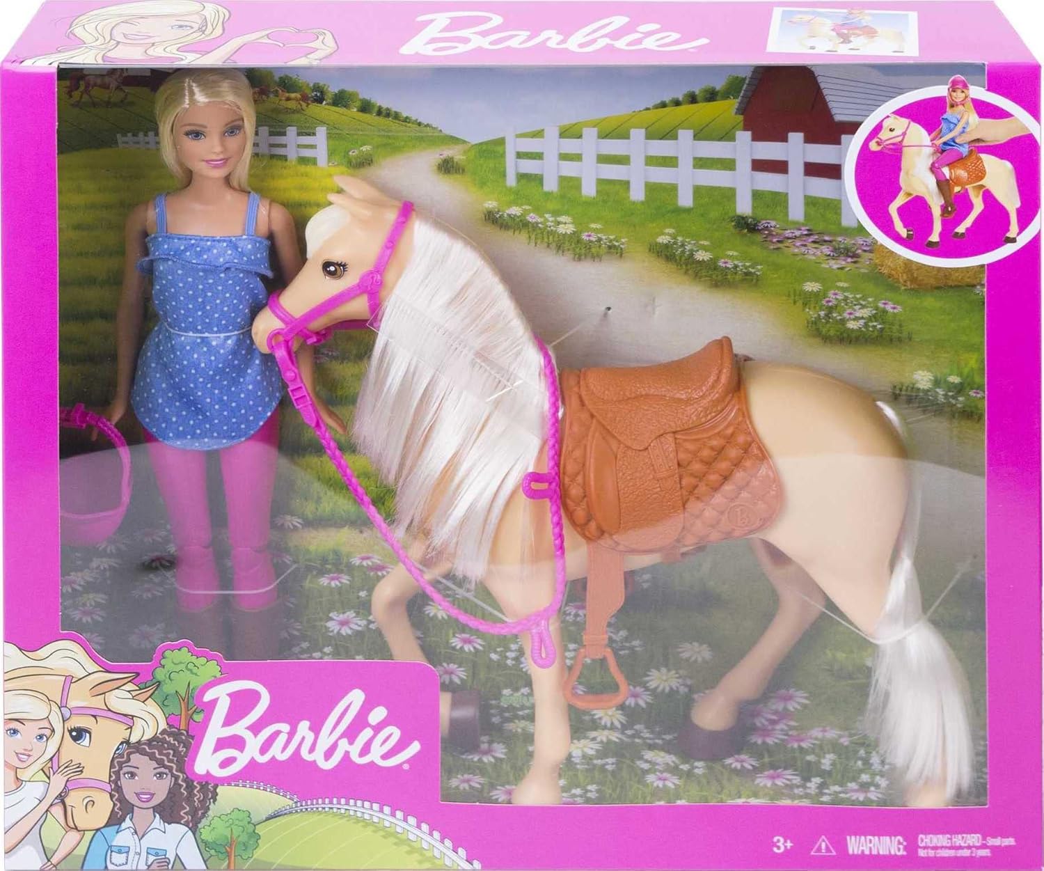 Barbie Doll & Horse Playset | Blonde Rider & Light Brown Horse | Ages 3+