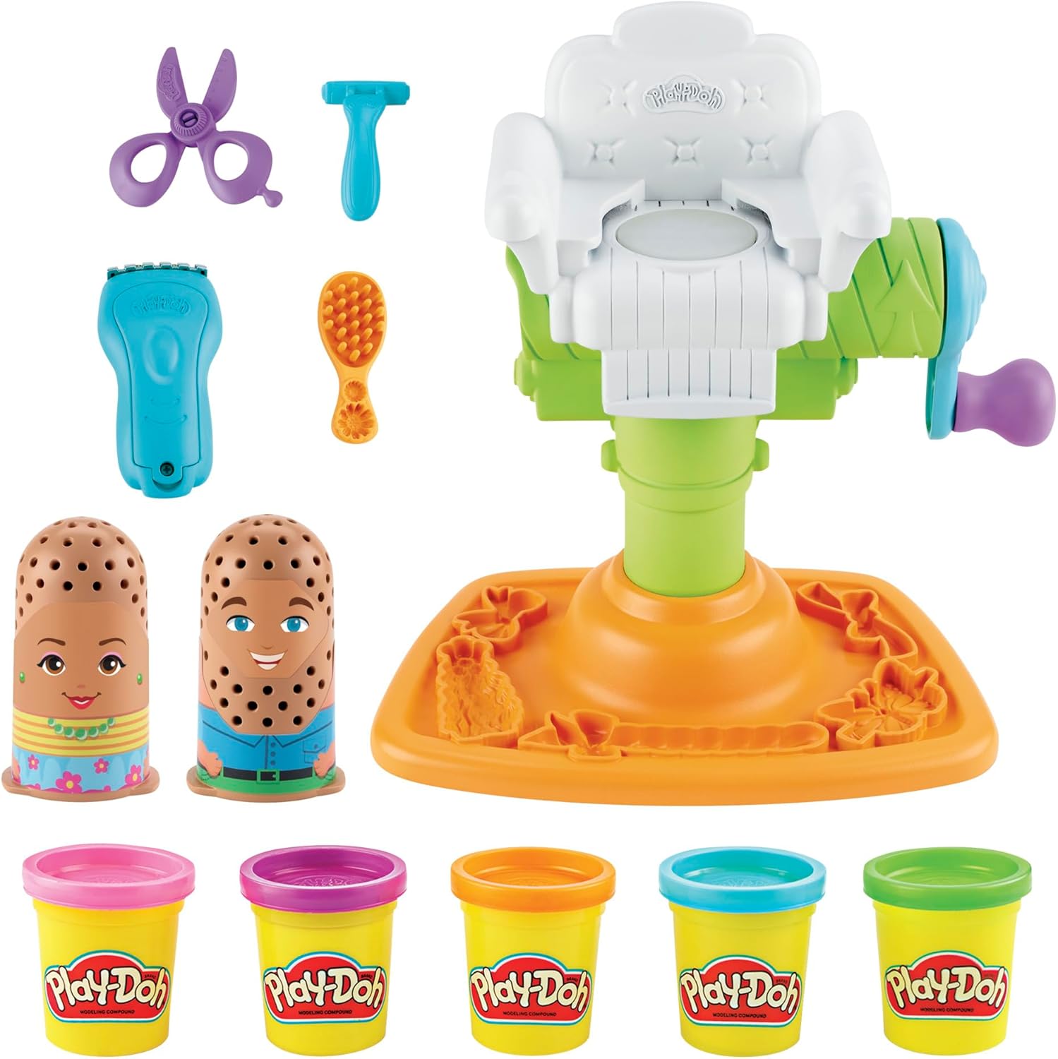 Play-Doh Buzz ’n Cut Fuzzy Pumper Barber Shop Set | Electric Buzzer & 5 Colors | Ages 3+
