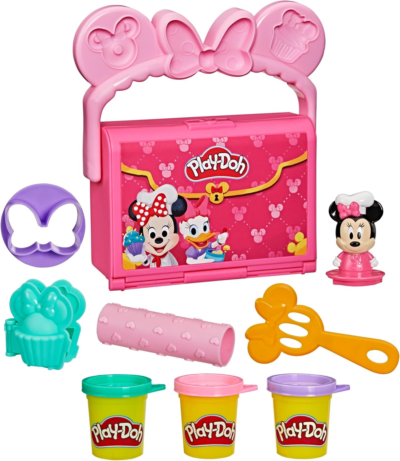 Play-Doh Disney Junior Mickey Mouse Clubhouse On-The-Go-Bäckerei-Spielset | Minnie Mouse Spiel-Essensset für Kinder ab 2 Jahren
