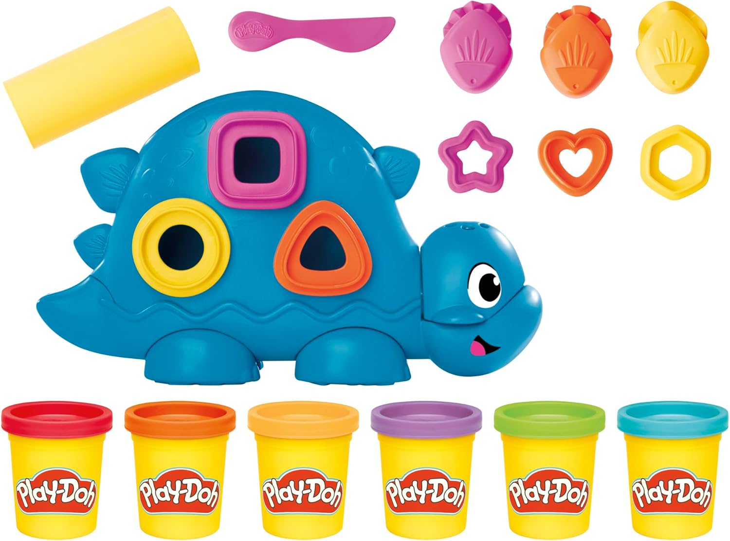 Play-Doh Shapes & Colors Dino Starter-Set | Sensorisches Dinosaurier-Spielset für Kinder ab 2 Jahren | 11 Accessoires und 6 Farben