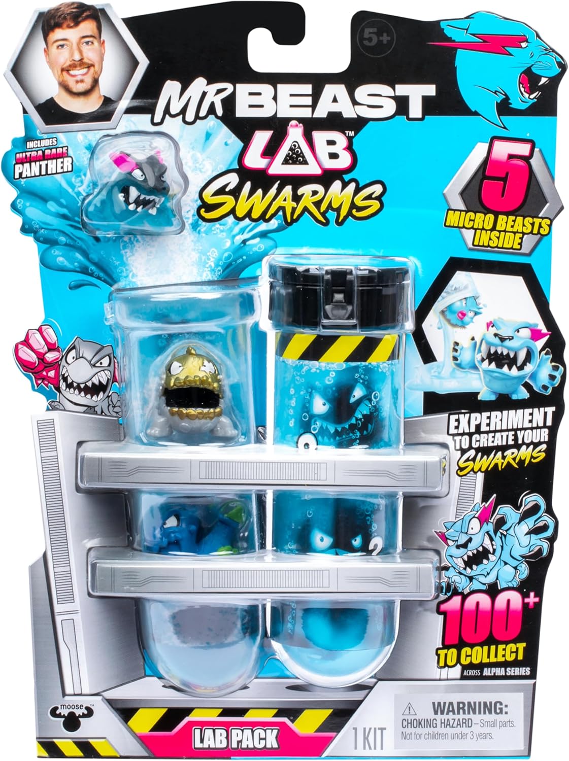 MrBeast Lab Swarms Lab Pack – 5-Pack Collectible Micro Beasts | Add Water, Shake & Reveal the Chaos!