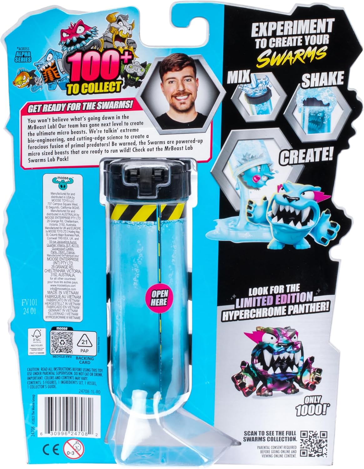 MrBeast Lab Swarms Lab Pack – 5-Pack Collectible Micro Beasts | Add Water, Shake & Reveal the Chaos!