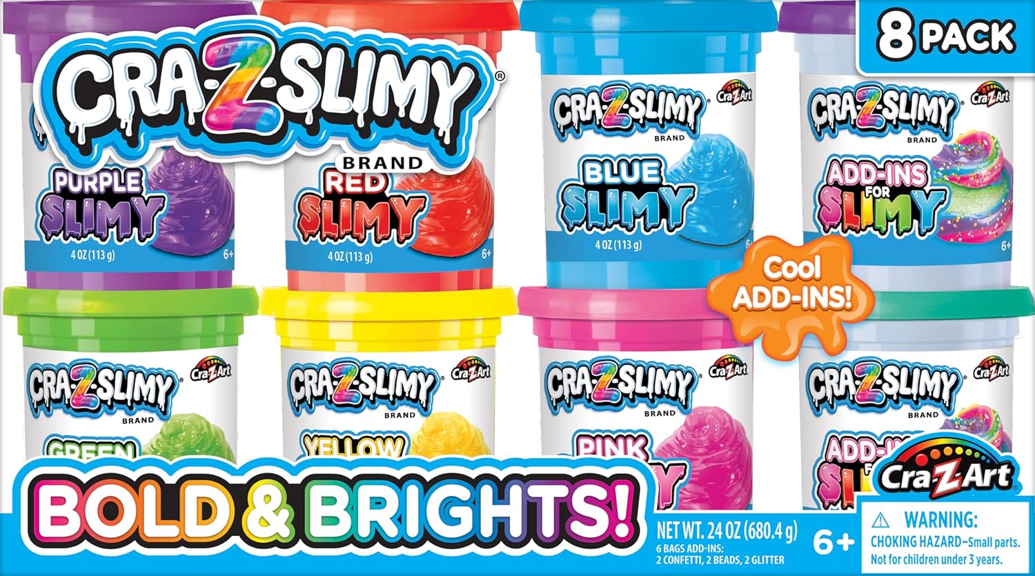 Cra-Z-Slimy Bold & Brite 8 Count – Vibrant Premade Slime Collection