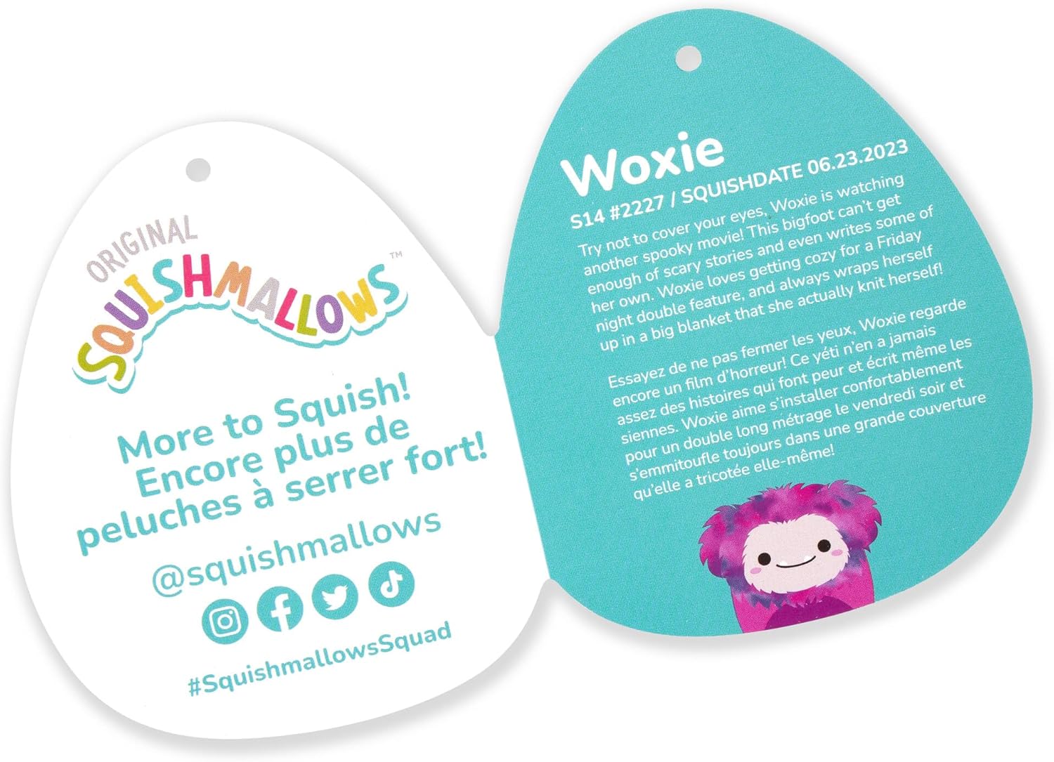 Squishmallows Fuzz-A-Mallows Woxie  the Magenta Bigfoot Plush