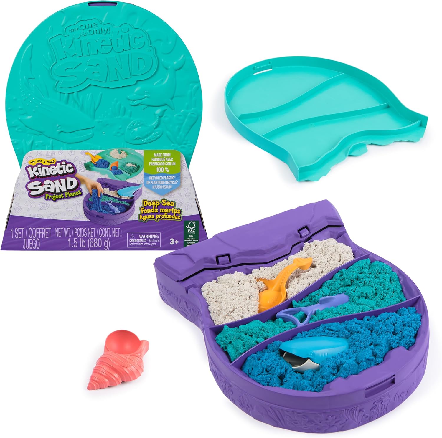 Kinetic Sand, Project Planet Deep Sea with 680g Play Sand & Sea Creature Tools