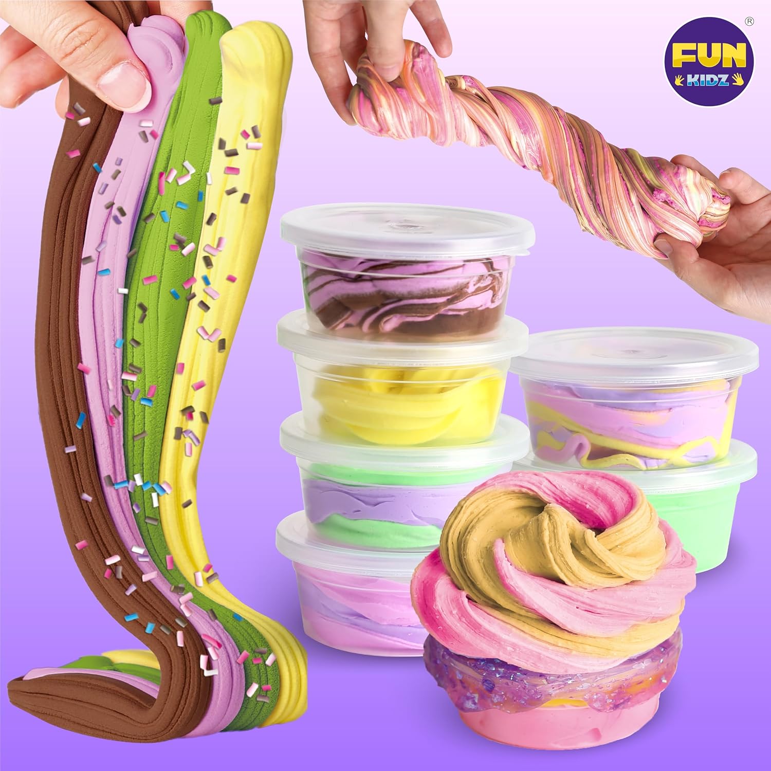 FunKidz Ice Cream Butter Slime Kit | DIY Soft Slime Set for Girls Ages 8–12 | Over 100 Style Combos | Vanilla, Orange & Chocolate Scents | Ideal Gift or Party Activity