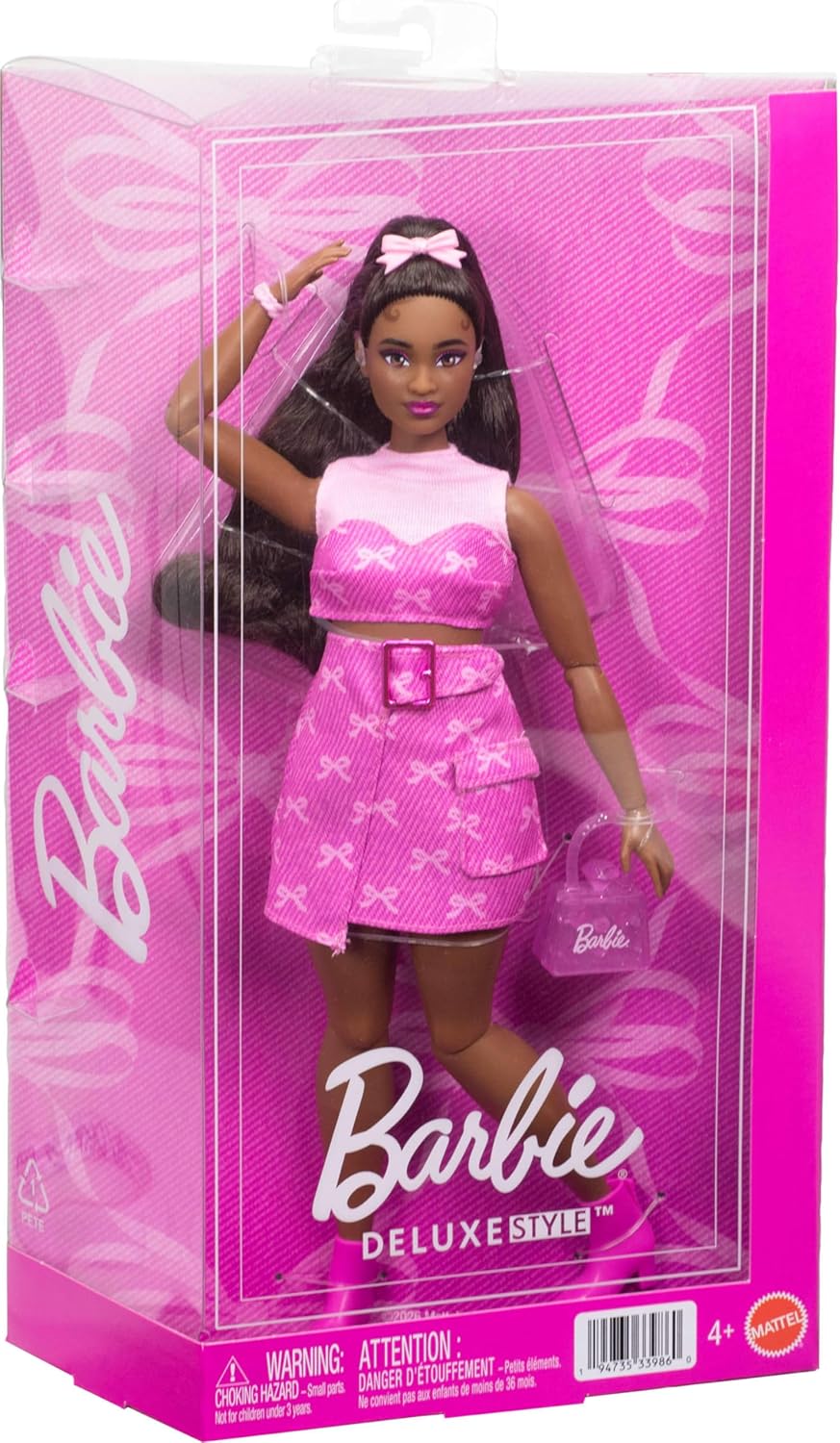 Barbie Deluxe Style Doll in Pink Denim Top and Matching Skirt