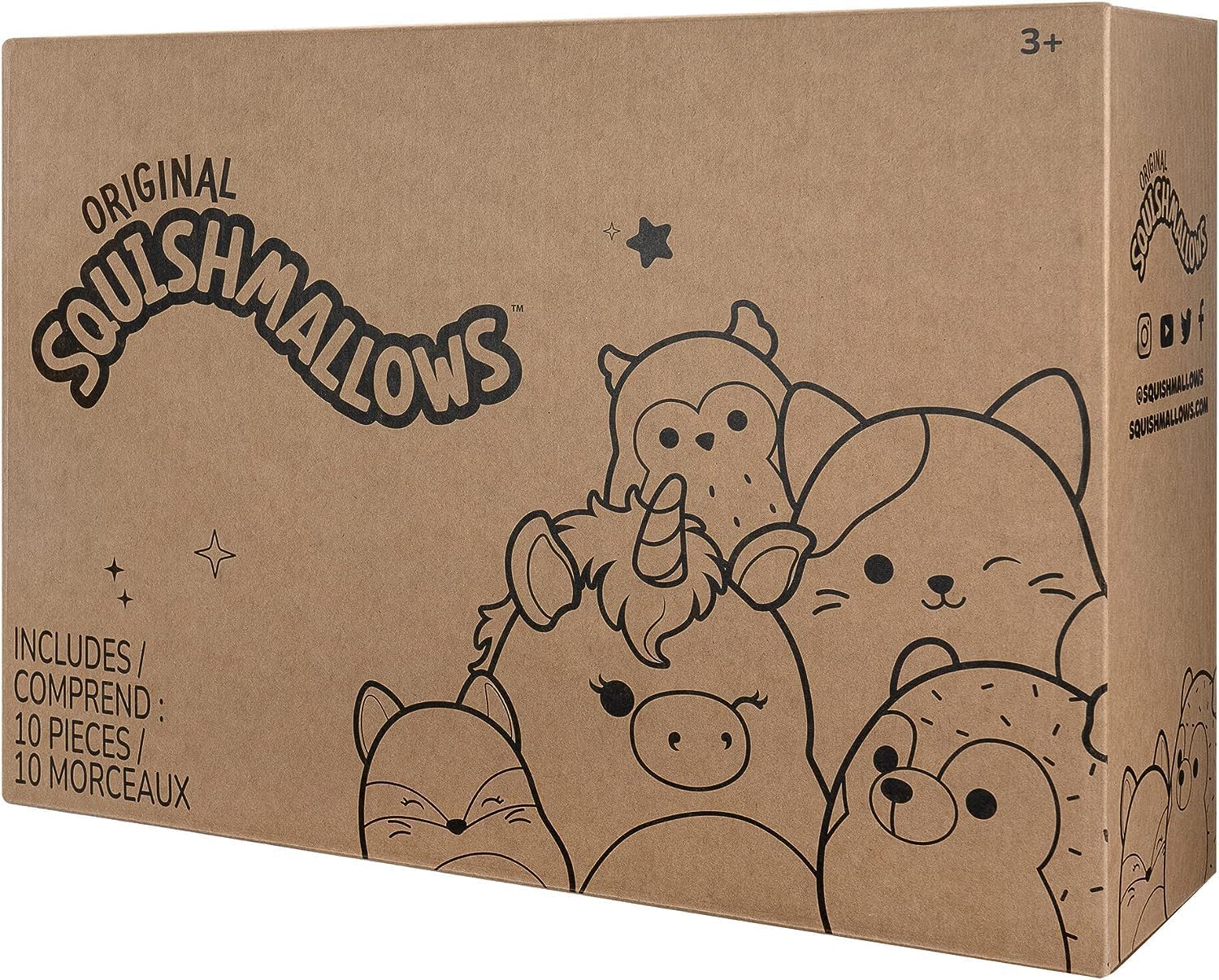 Squishmallows Micromallows 10-Pack - Gigi Tabby Cat, Dolan Dino, Brina Bigfoot, Maui Pineapple, Amal Moth, and More