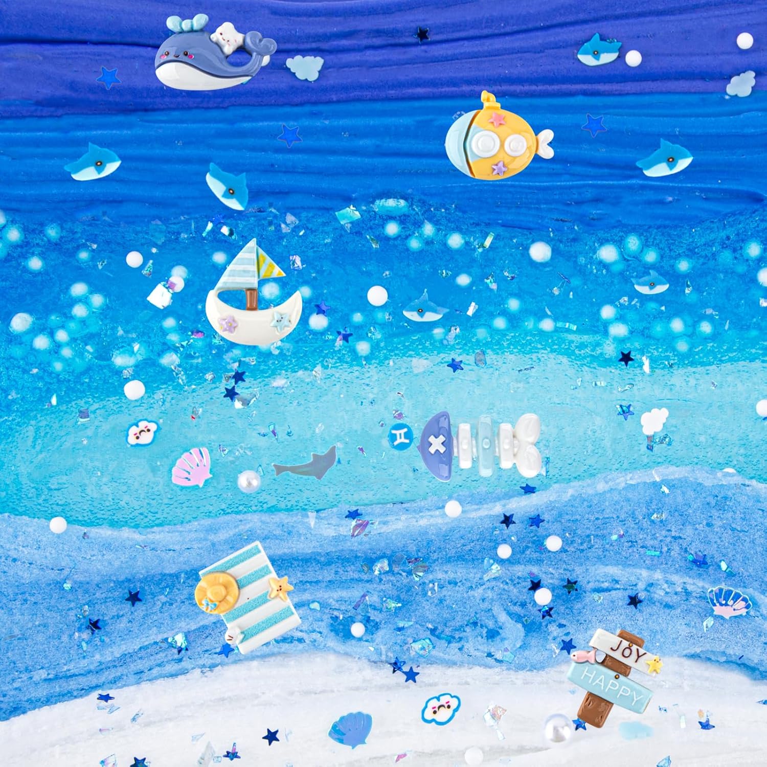 6-Pack Blue Ocean Slime Kit | Butter, Cloud & Clear Crystal Textures | 360 ml Total | Ages 4–12