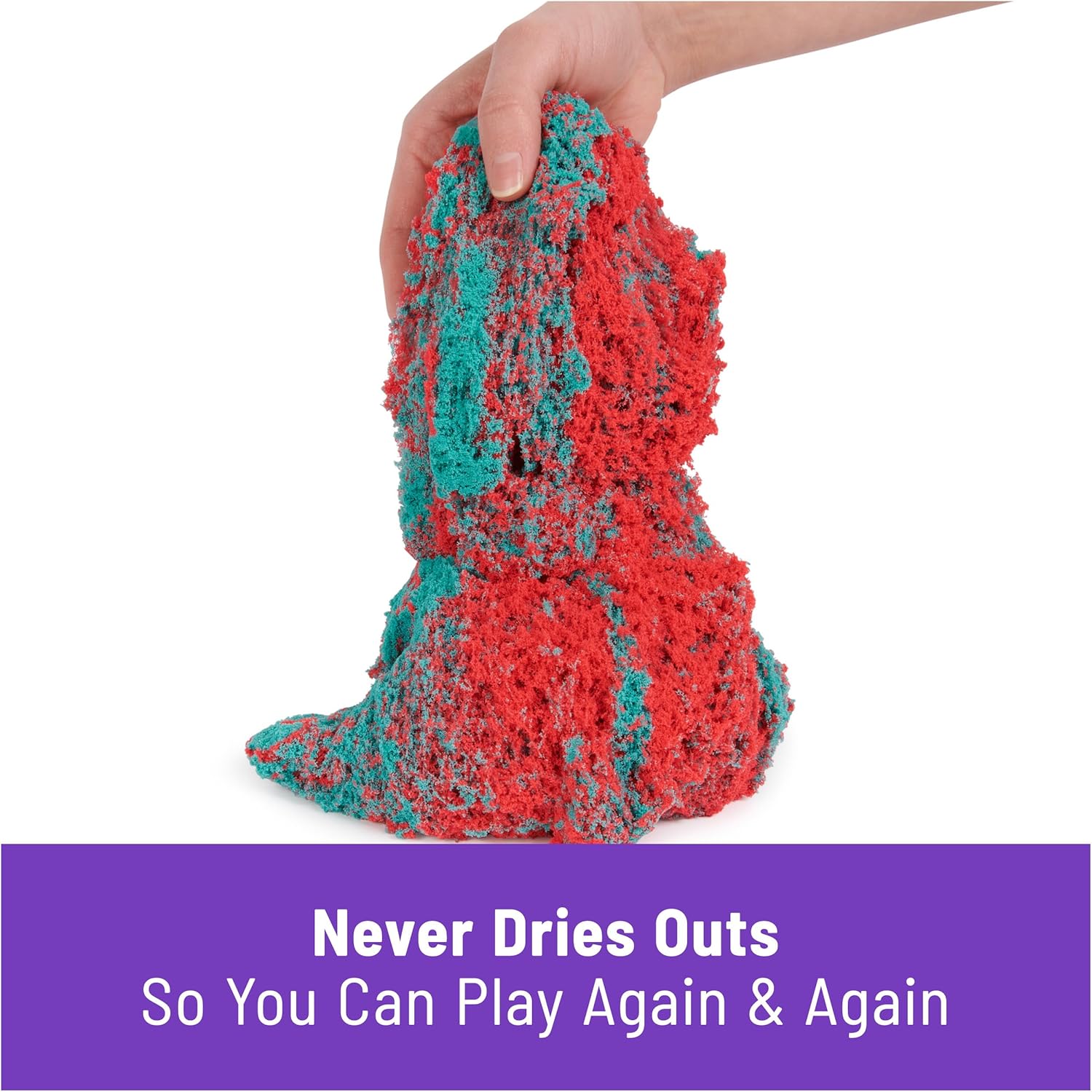 Kinetic Sand Mold n’ Flow with 700g  Red & Teal Play Sand
