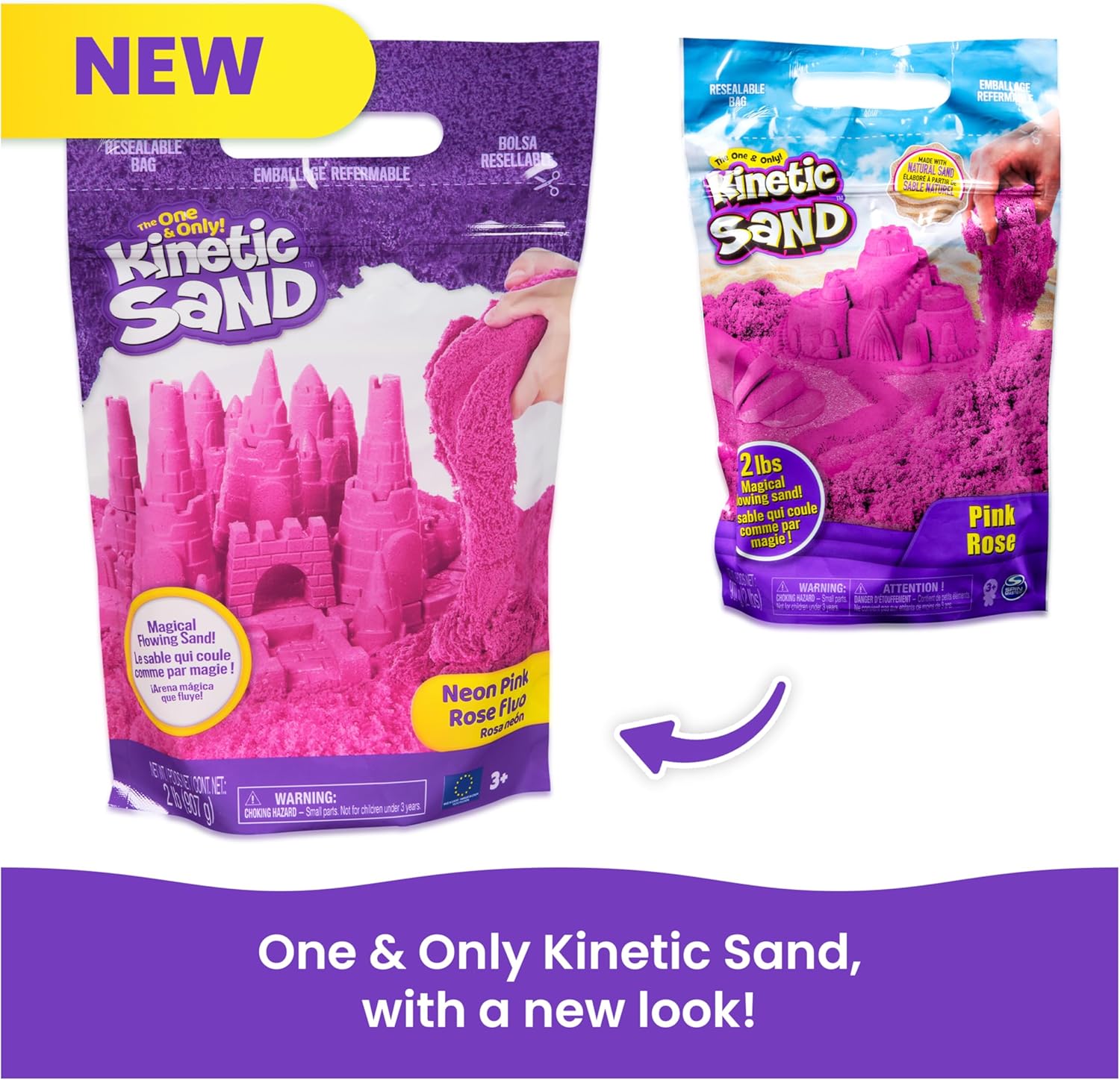 Kinetic Sand, 907g Pink Play Sand, Resealable Bag