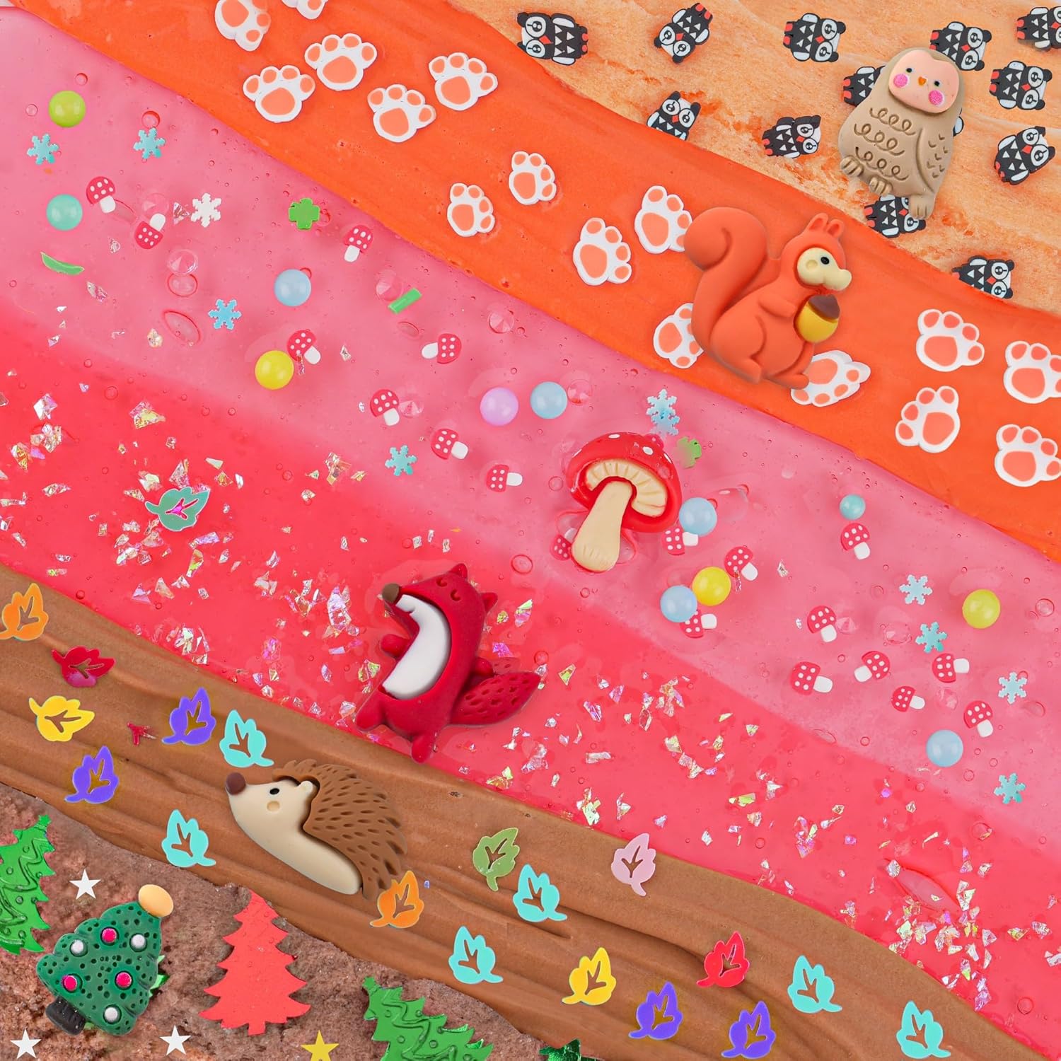 LAWOHO 6-Pack Forest Slime Kit | Butter, Cloud & Clear Slime Textures | 360 ml Total | Forest-Themed Add-Ins | Ages 4+