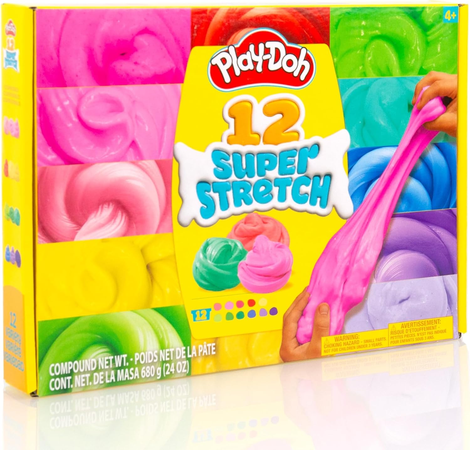 Play-Doh Super Stretch 12er-Pack | Sortenset mit 12 Farben | Sensorisches Verbundset für Kinder im Alter von 8–12 Jahren