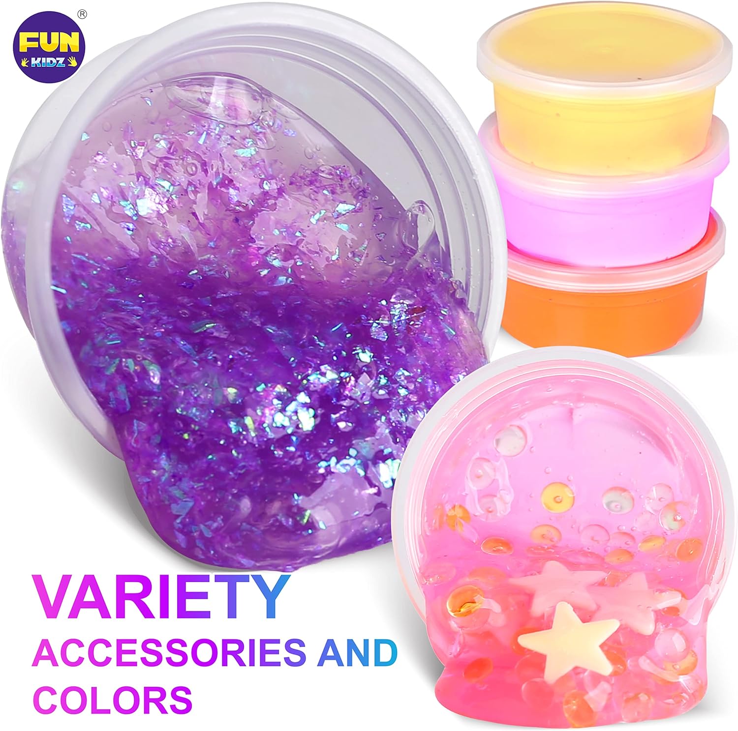 FunKidz Jumbo Slime Kit | 33 Cups Premade Slime Set | Soft, Cloud, Clear, Butter, Glitter & Glow-in-the-Dark | Non-Toxic DIY Kit for Kids Ages 4–12 | Party Favors & Gift Box