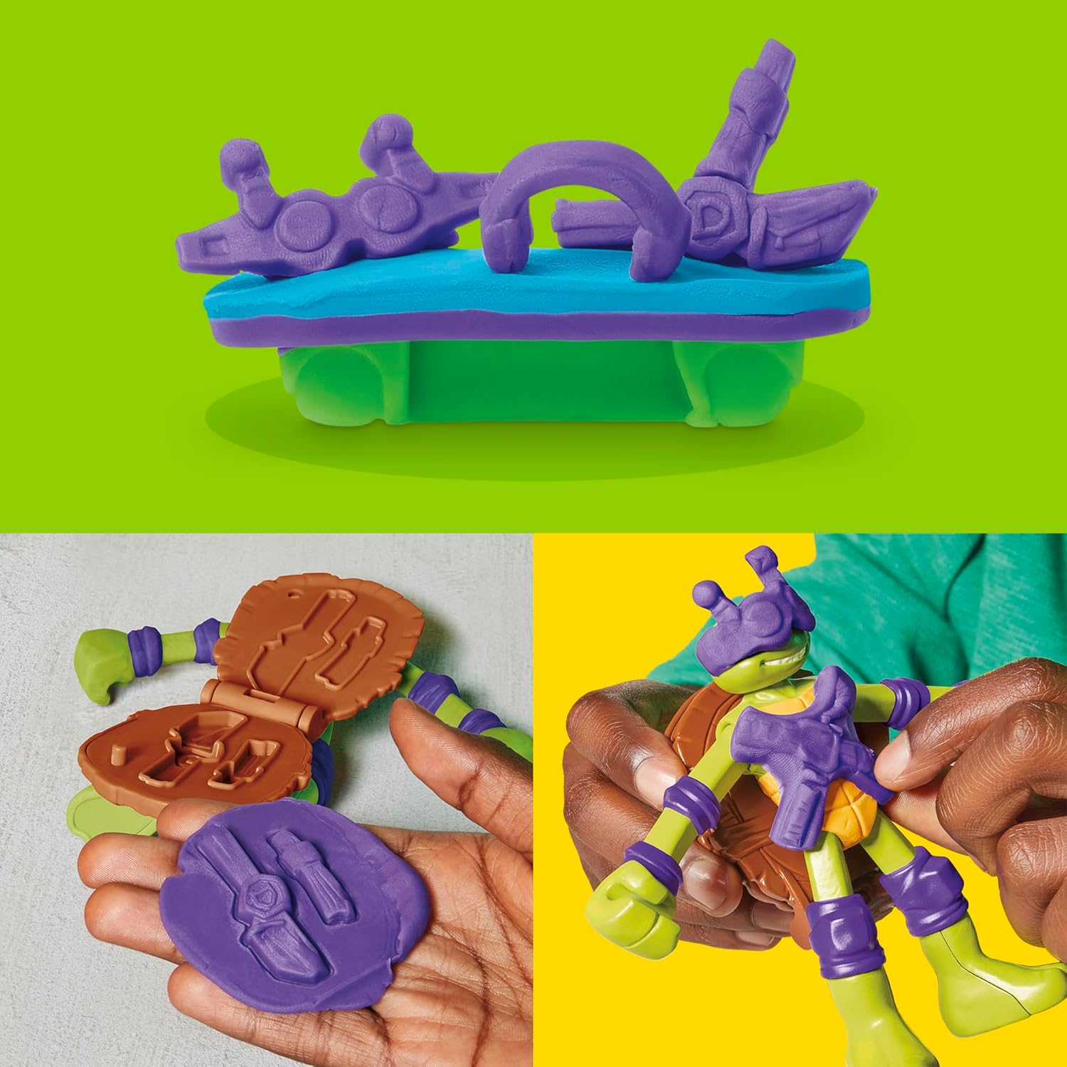Play-Doh Teenage Mutant Ninja Turtles Mutation Station Spielset | Bendy Donatello Figur & Mondo Gecko Maker | Spielzeug für Kinder ab 4 Jahren
