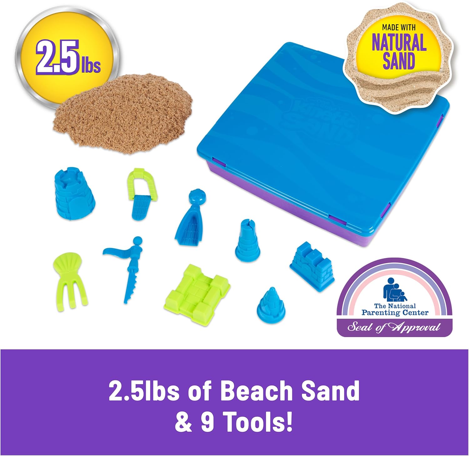 Kinetic Sand, Deluxe Beach Castle Playset with 1.13 kg Play Sand, Tools & Molds