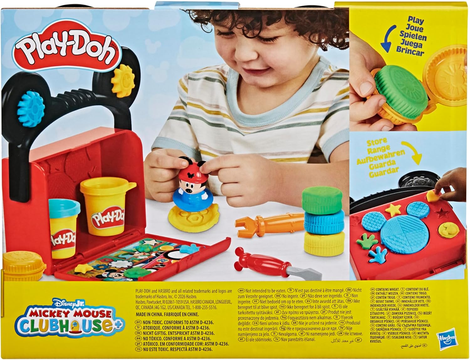 Play-Doh Disney Junior Mickey Mouse Clubhouse Garagenspielset für unterwegs | Mickey Mouse Kunst- und Bastelset für Kinder ab 2 Jahren