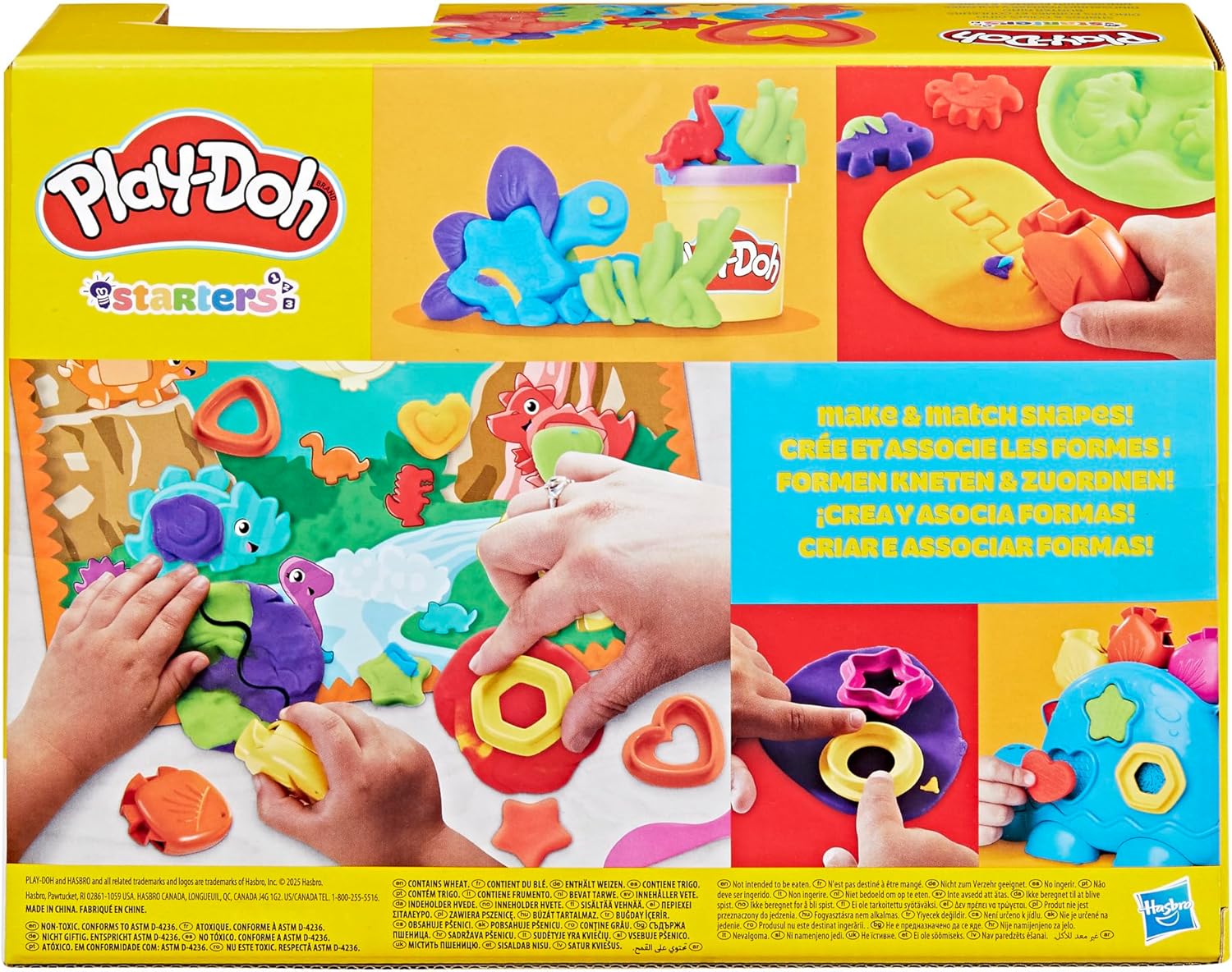 Play-Doh Shapes & Colors Dino Starter-Set | Sensorisches Dinosaurier-Spielset für Kinder ab 2 Jahren | 11 Accessoires und 6 Farben